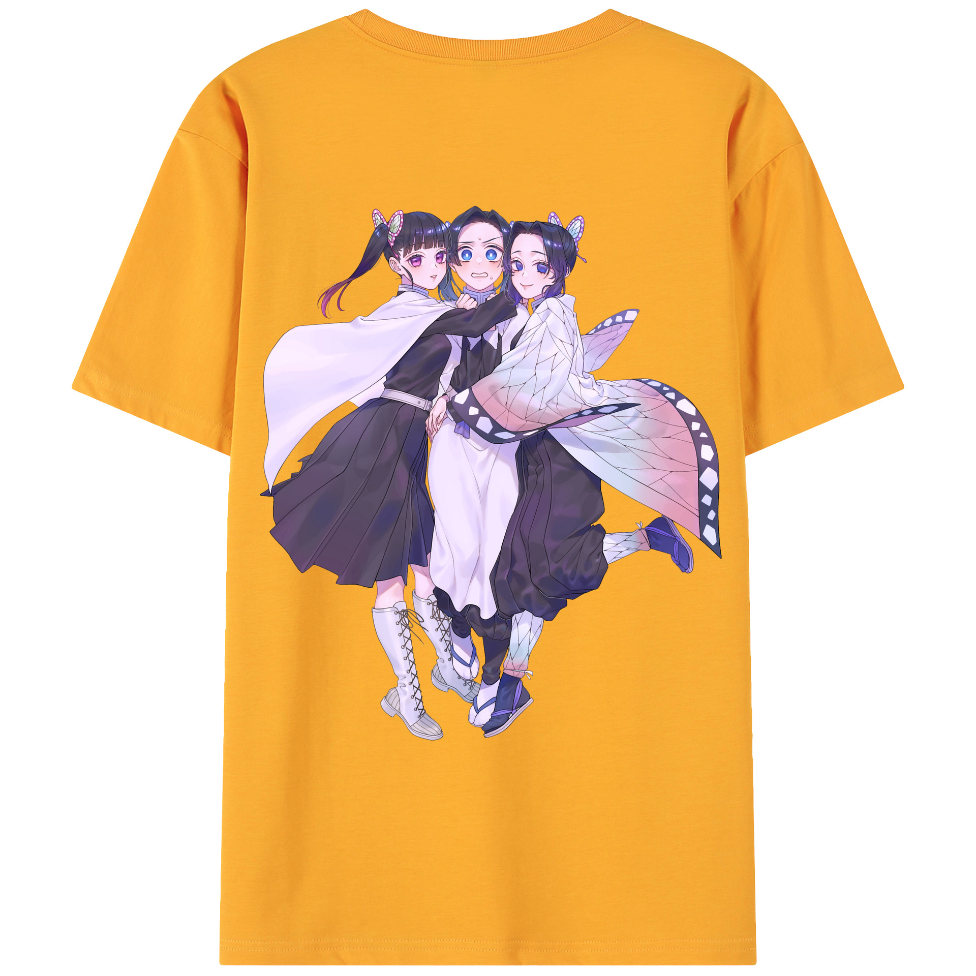 （画像用） 鬼滅の刃（きめつのやいば）蟲柱-胡蝶 しのぶ／こちょう しのぶ Kochou Shinobu 綿100％ メンズ半袖Tシャツ（バックプリント） 通気性