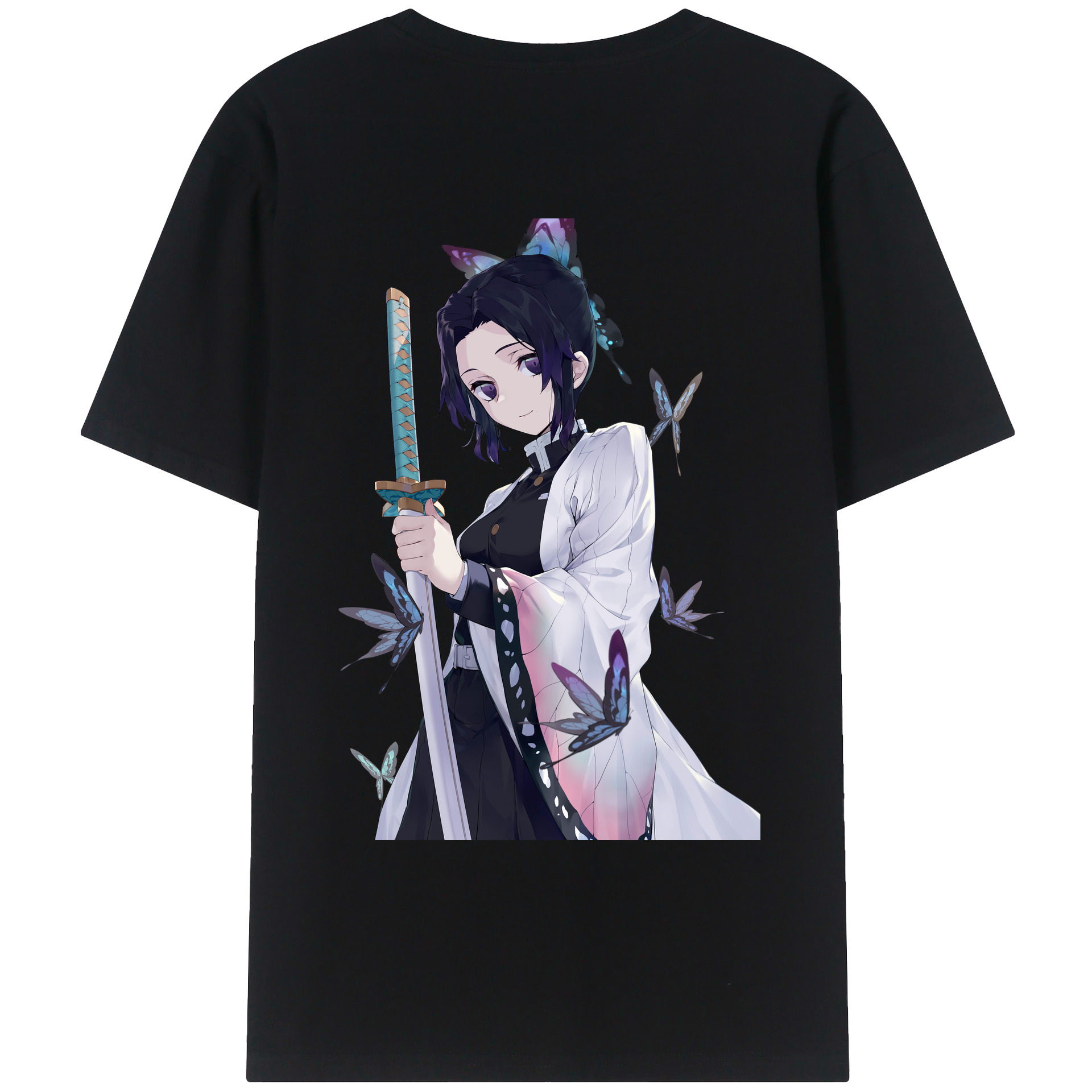 （画像用） 鬼滅の刃（きめつのやいば）蟲柱-胡蝶 しのぶ／こちょう しのぶ Kochou Shinobu レディース半袖Tシャツ(バックプリント)