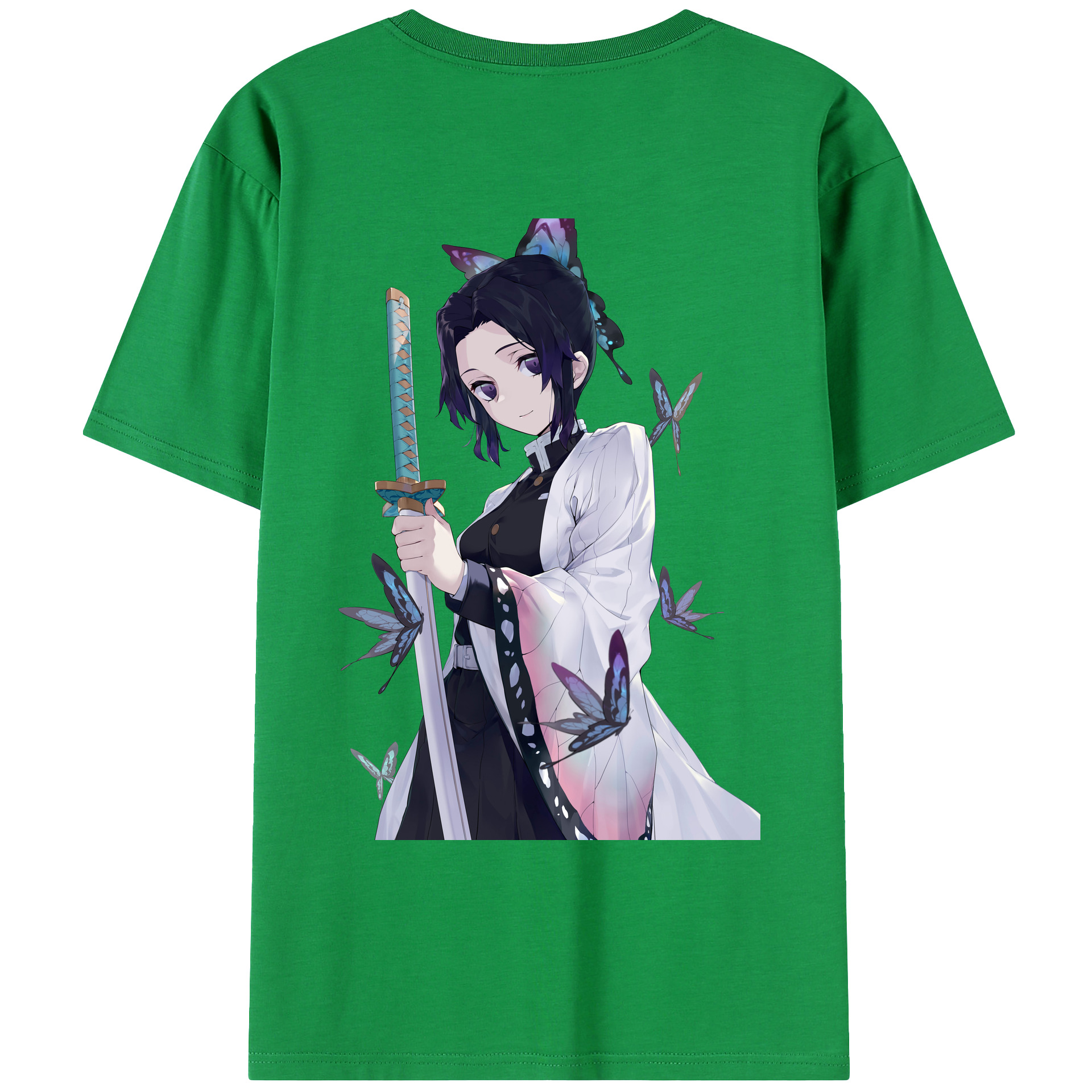 （画像用） 鬼滅の刃（きめつのやいば）蟲柱-胡蝶 しのぶ／こちょう しのぶ Kochou Shinobu レディース半袖Tシャツ(バックプリント)