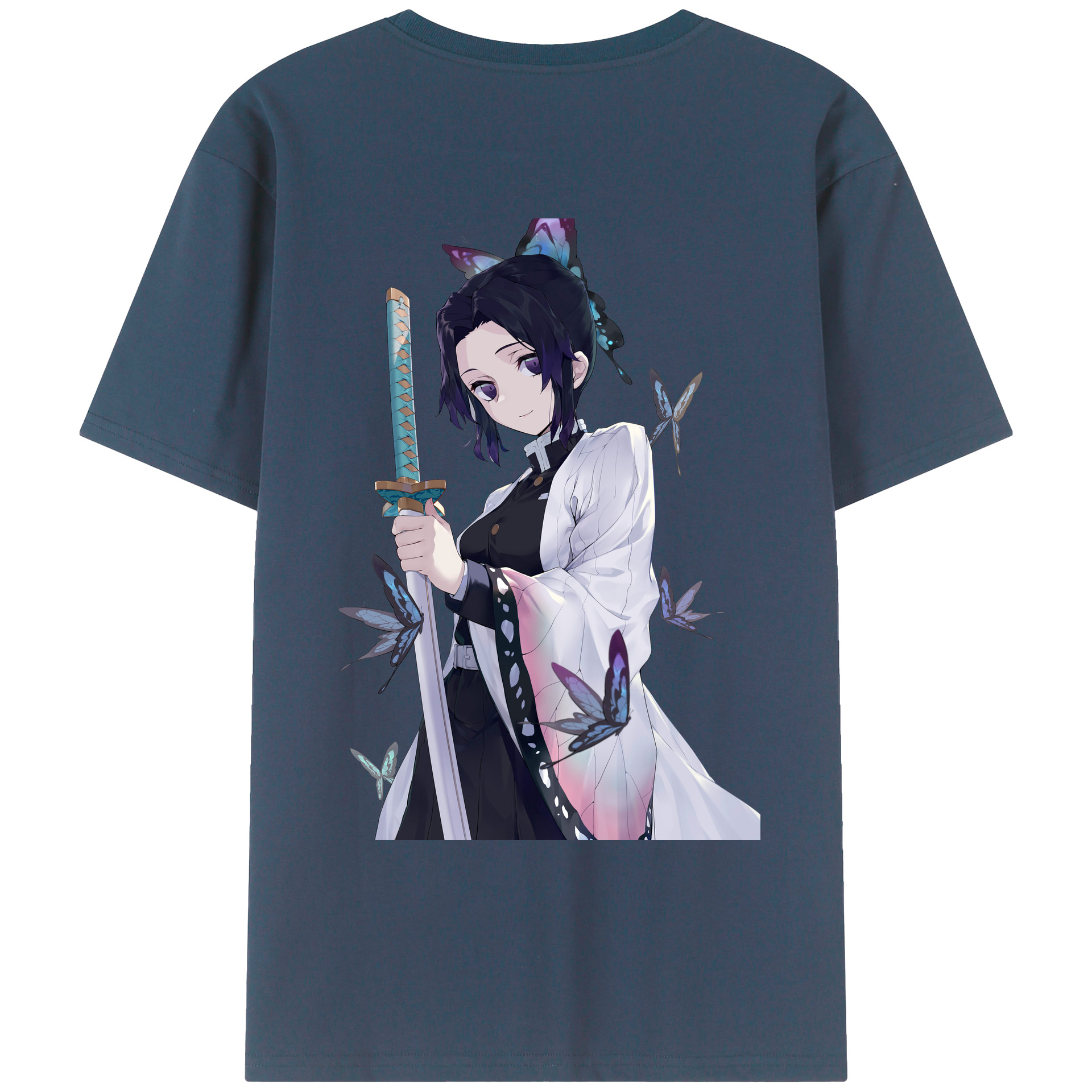 （画像用） 鬼滅の刃（きめつのやいば）蟲柱-胡蝶 しのぶ／こちょう しのぶ Kochou Shinobu レディース半袖Tシャツ(バックプリント)