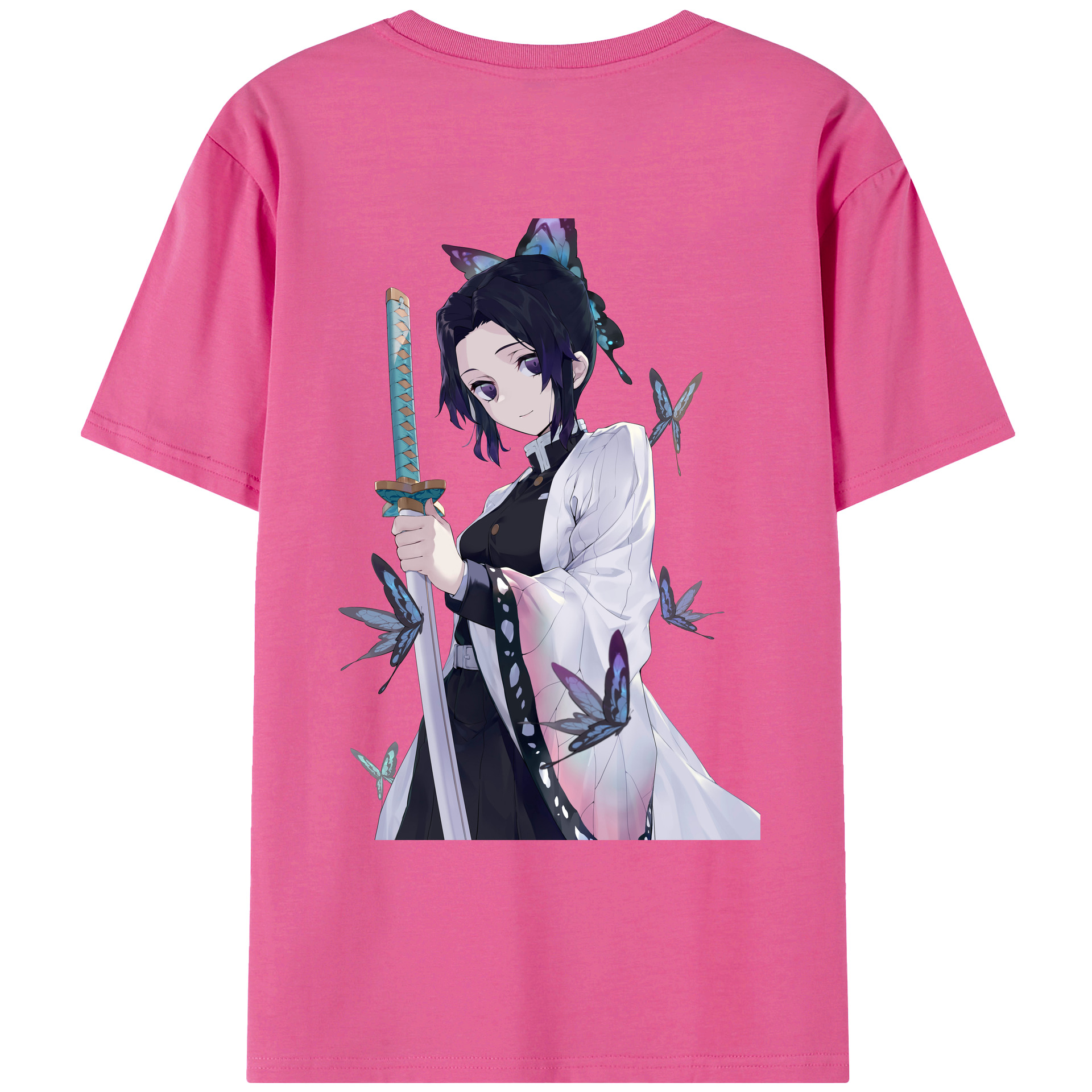 （画像用） 鬼滅の刃（きめつのやいば）蟲柱-胡蝶 しのぶ／こちょう しのぶ Kochou Shinobu レディース半袖Tシャツ(バックプリント)