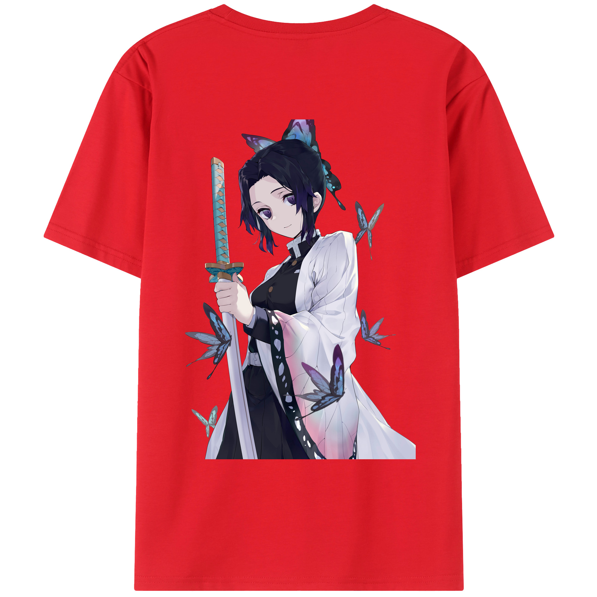 （画像用） 鬼滅の刃（きめつのやいば）蟲柱-胡蝶 しのぶ／こちょう しのぶ Kochou Shinobu レディース半袖Tシャツ(バックプリント)