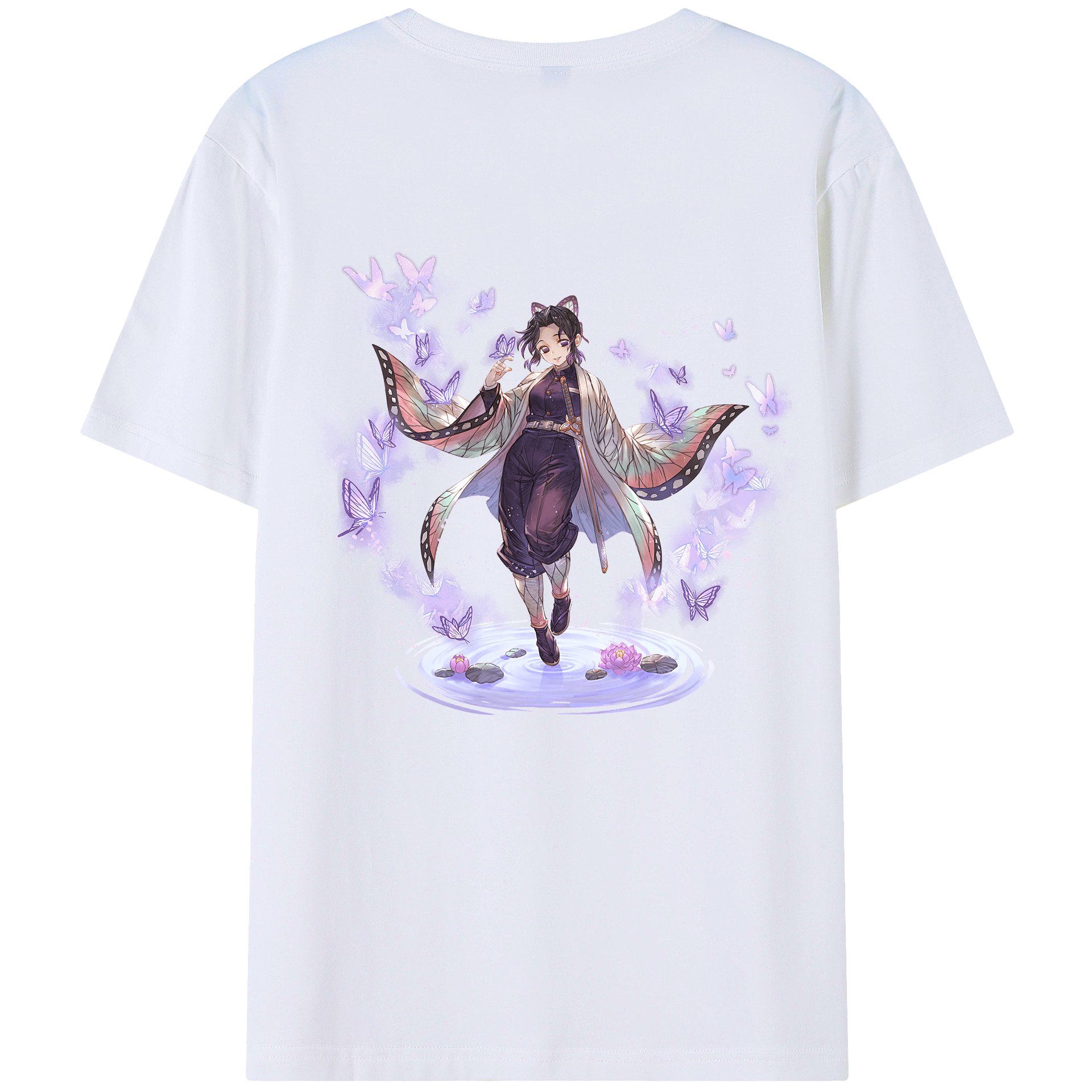 （画像用） 鬼滅の刃（きめつのやいば）蟲柱-胡蝶 しのぶ／こちょう しのぶ Kochou Shinobu レディース半袖Tシャツ(バックプリント)