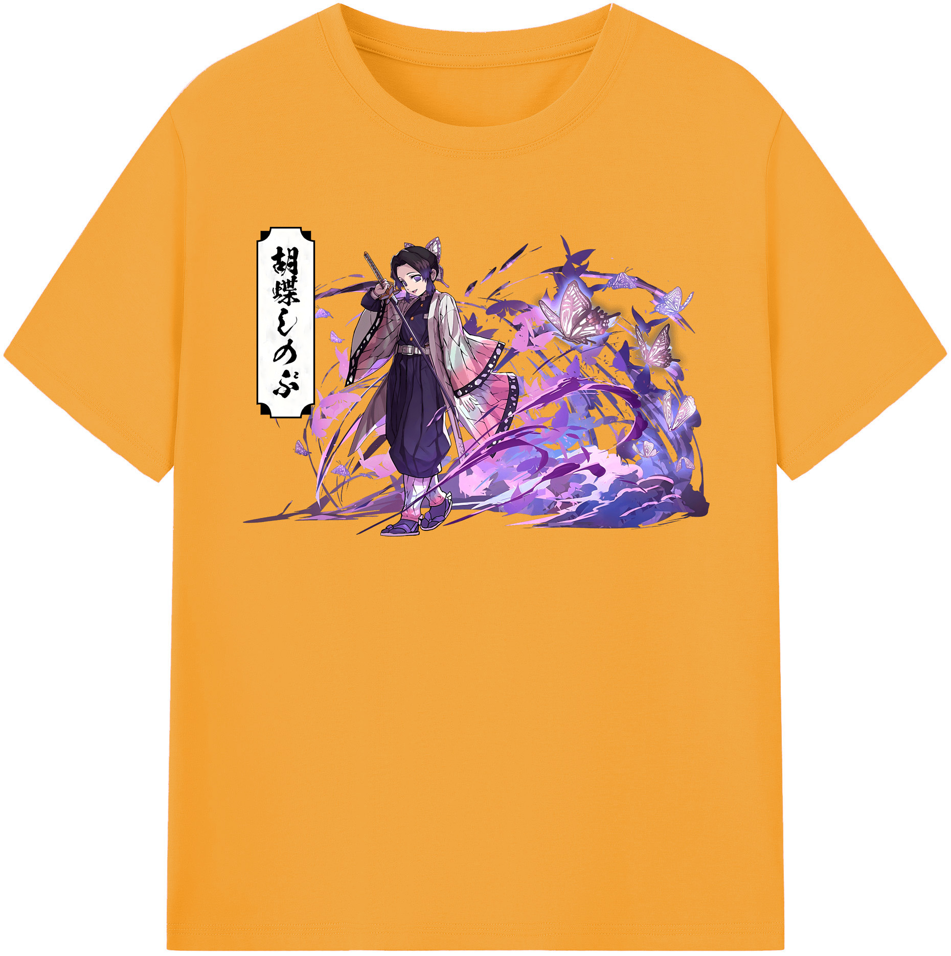 （画像用） 鬼滅の刃（きめつのやいば）蟲柱-胡蝶 しのぶ／こちょう しのぶ Kochou Shinobu レディースカジュアルプリントTシャツ（綿100％）