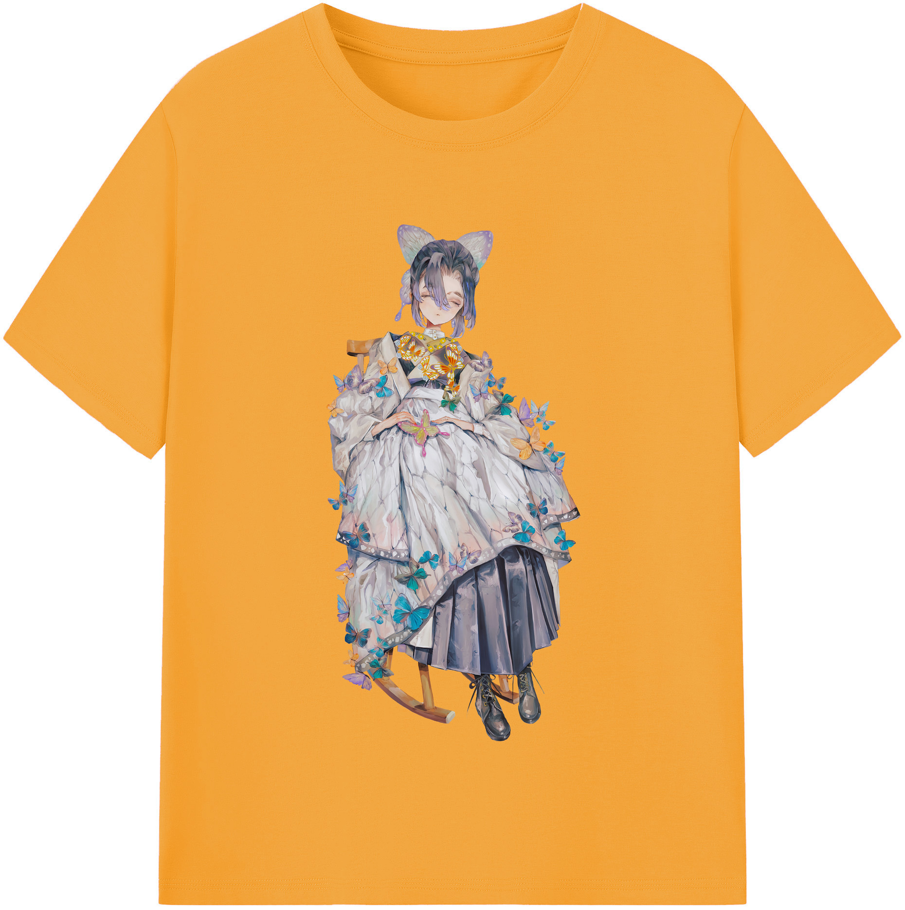 （画像用） 鬼滅の刃（きめつのやいば）蟲柱-胡蝶 しのぶ／こちょう しのぶ Kochou Shinobu レディースカジュアルプリントTシャツ（綿100％）