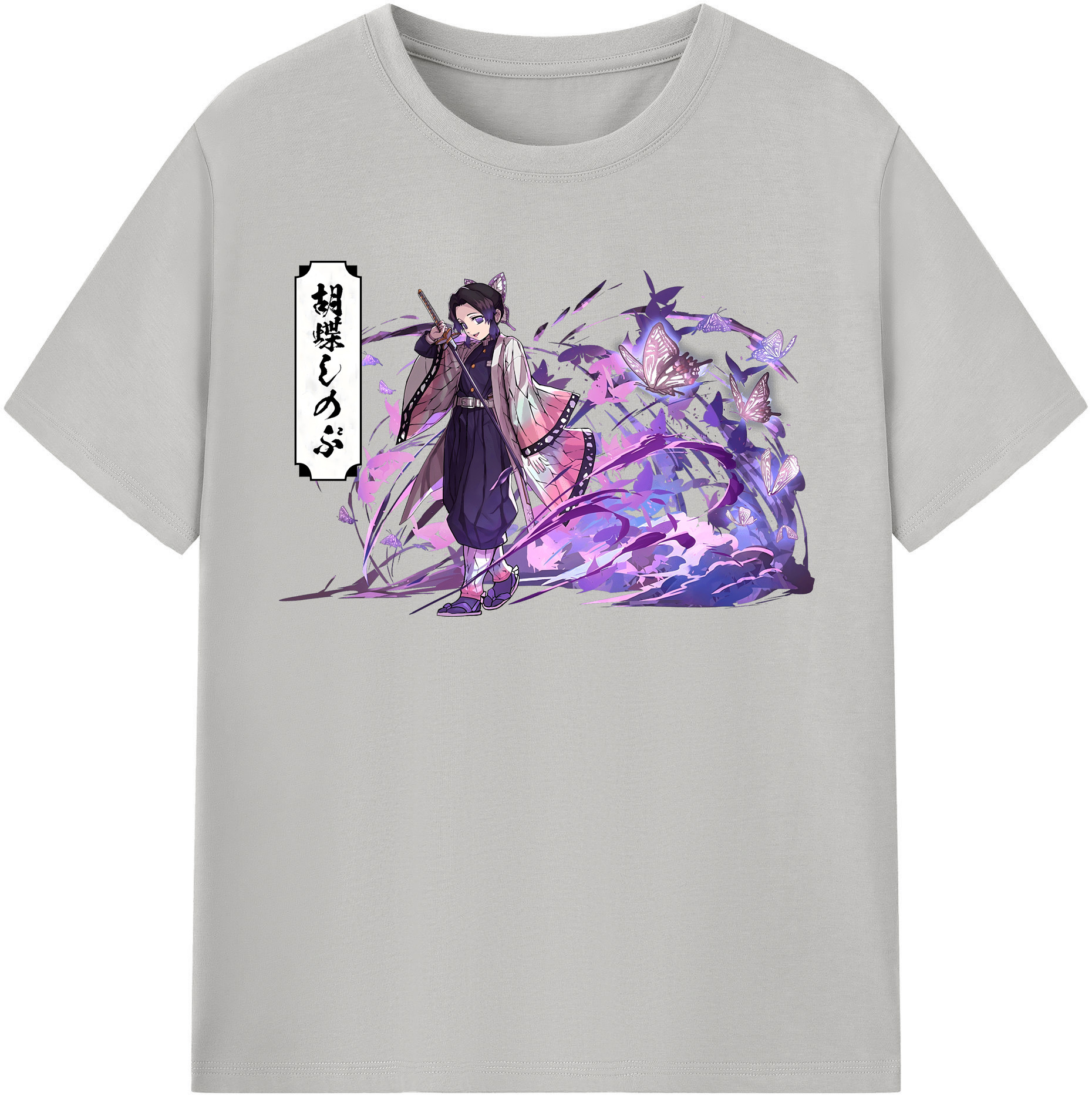 （画像用） 鬼滅の刃（きめつのやいば）蟲柱-胡蝶 しのぶ／こちょう しのぶ Kochou Shinobu レディースカジュアルプリントTシャツ（綿100％）