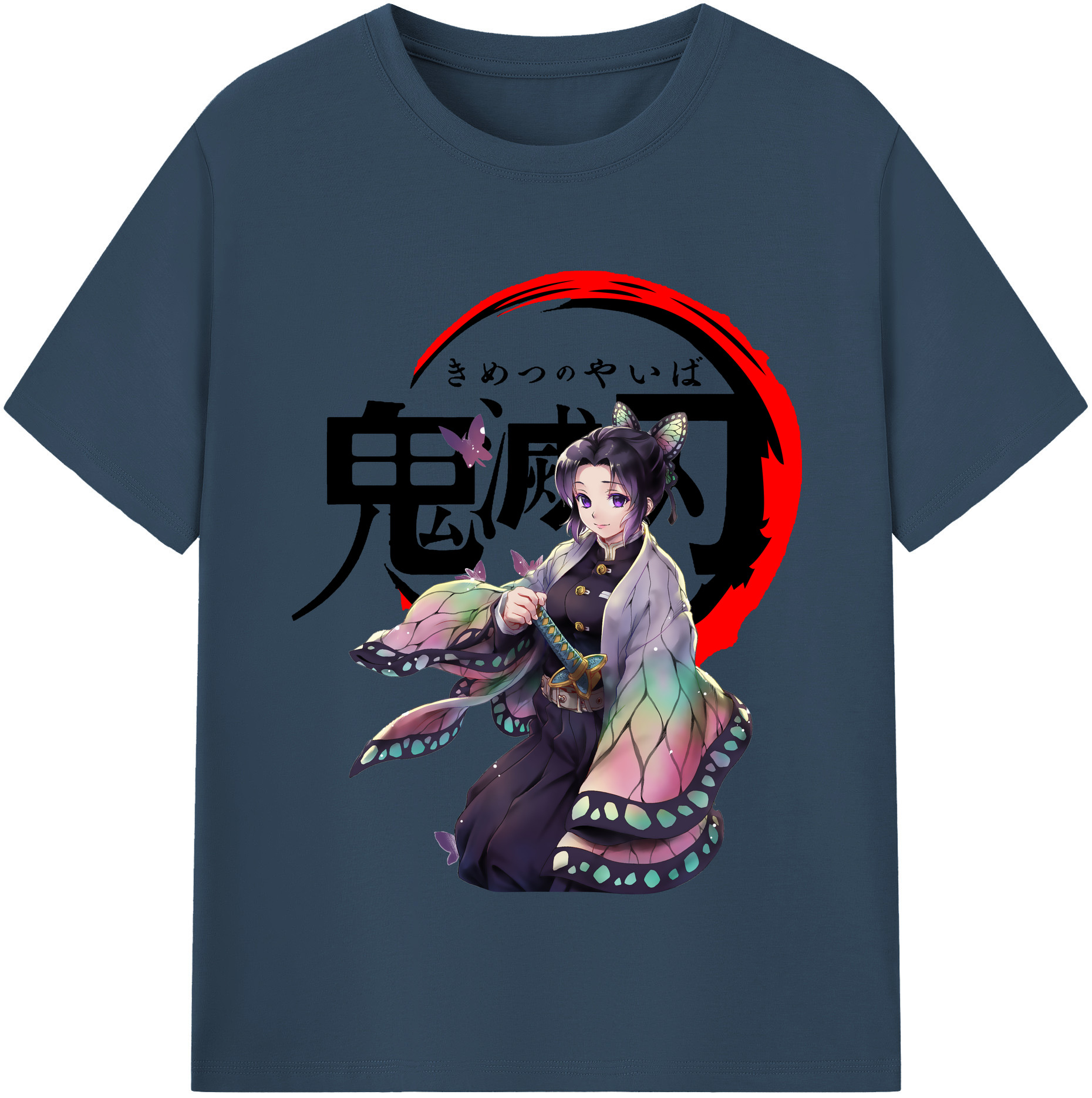 （画像用） 鬼滅の刃（きめつのやいば）蟲柱-胡蝶 しのぶ／こちょう しのぶ Kochou Shinobu レディースカジュアルプリントTシャツ（綿100％）