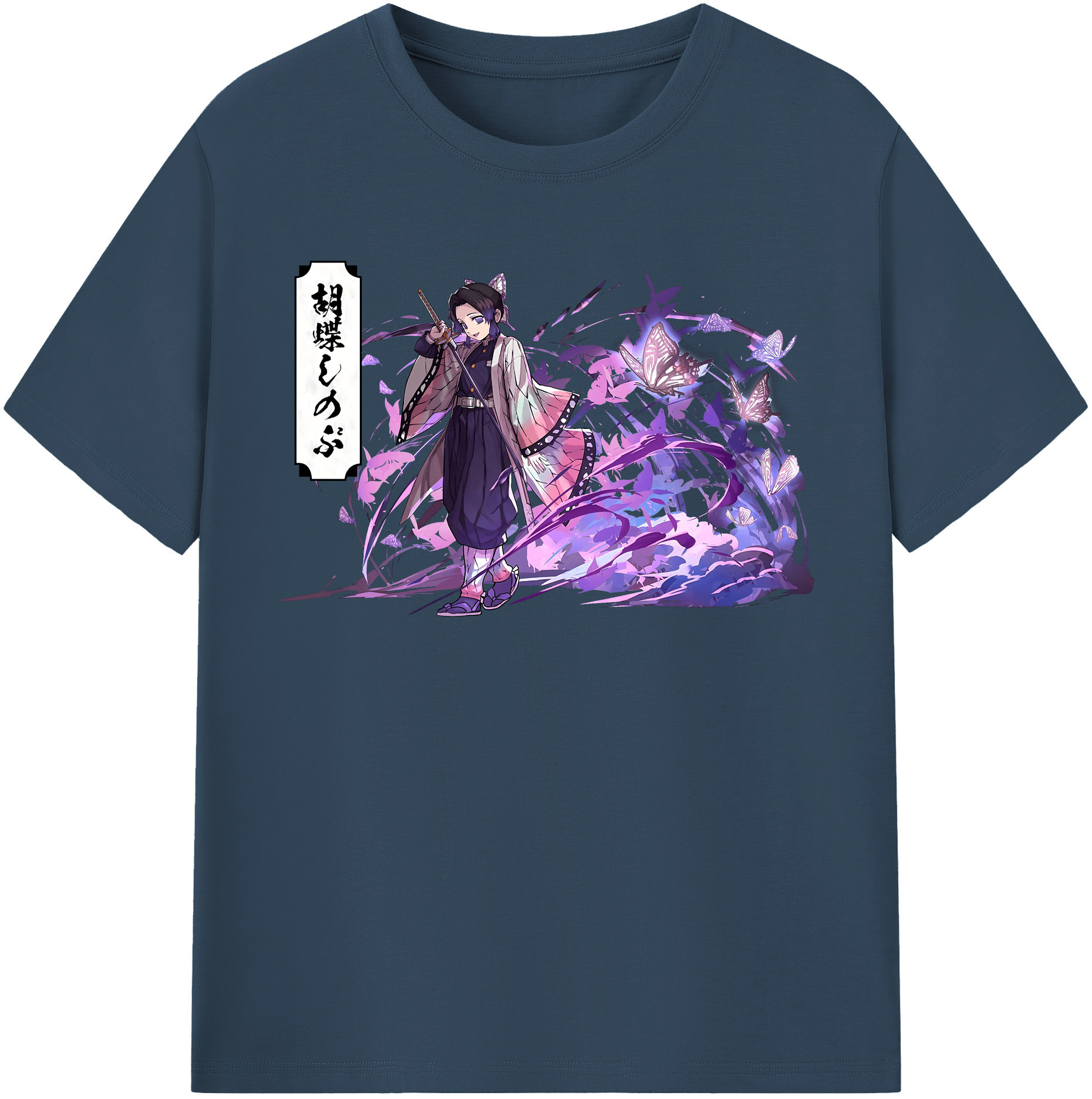 （画像用） 鬼滅の刃（きめつのやいば）蟲柱-胡蝶 しのぶ／こちょう しのぶ Kochou Shinobu レディースカジュアルプリントTシャツ（綿100％）