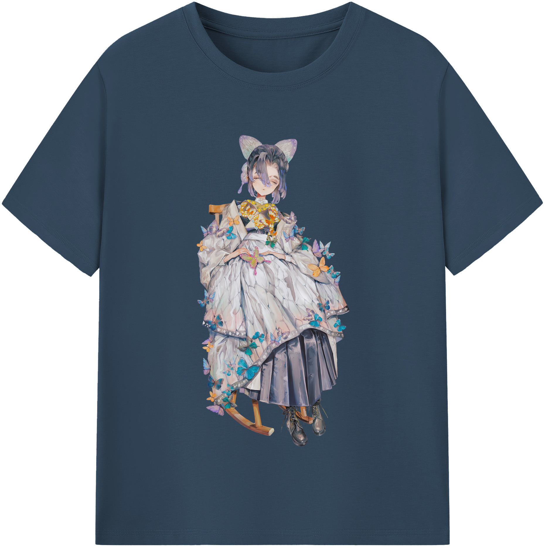 （画像用） 鬼滅の刃（きめつのやいば）蟲柱-胡蝶 しのぶ／こちょう しのぶ Kochou Shinobu レディースカジュアルプリントTシャツ（綿100％）