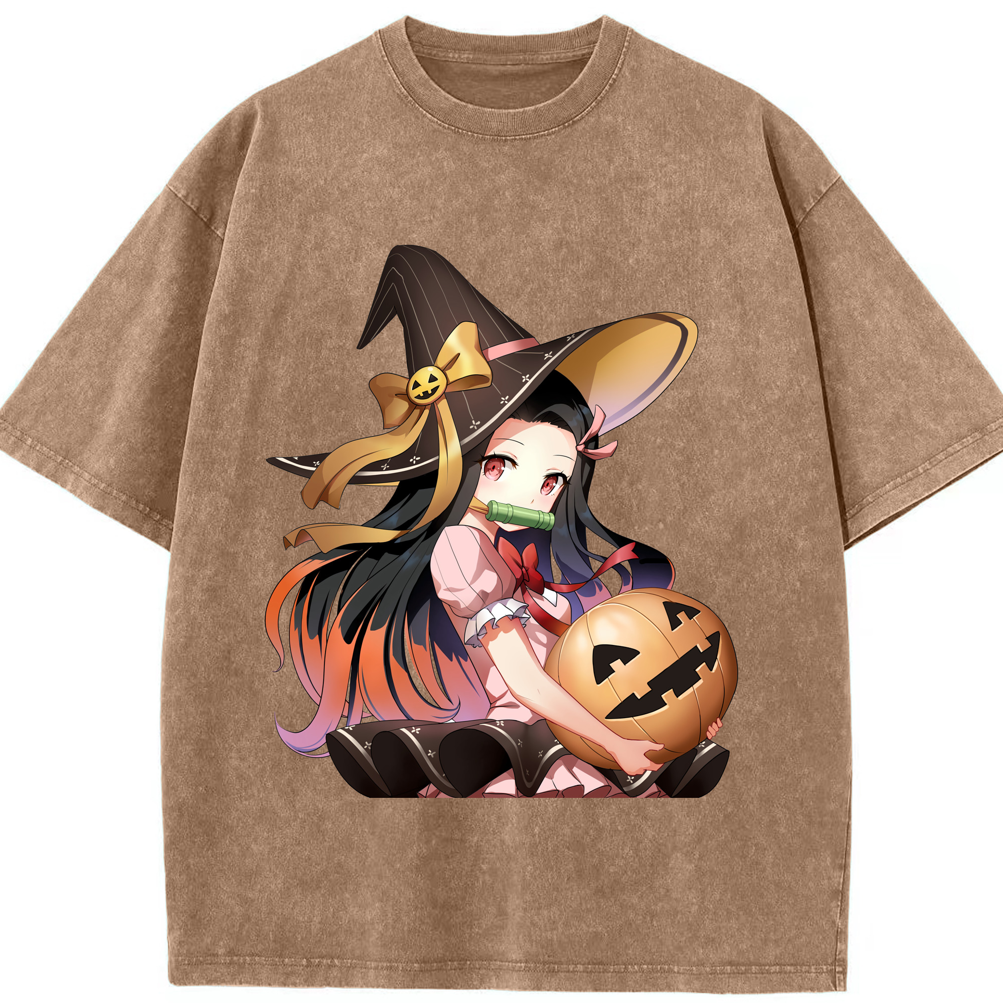 （画像用） 鬼滅の刃（きめつのやいば）竈門 禰󠄀豆子／かまど ねずこ Kamado Nezuko 綿100% ヴィンテージ風 半袖Tシャツ（フロントプリント）