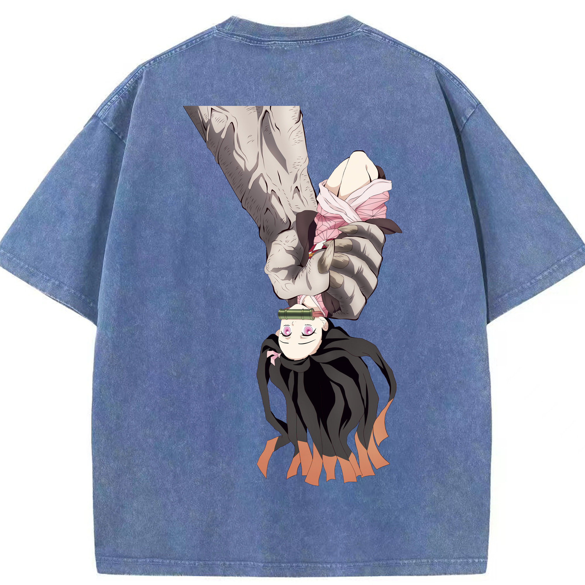 （画像用） 鬼滅の刃（きめつのやいば）竈門 禰󠄀豆子／かまど ねずこ Kamado Nezuko 綿100% ヴィンテージ風 半袖Tシャツ（背面プリント）