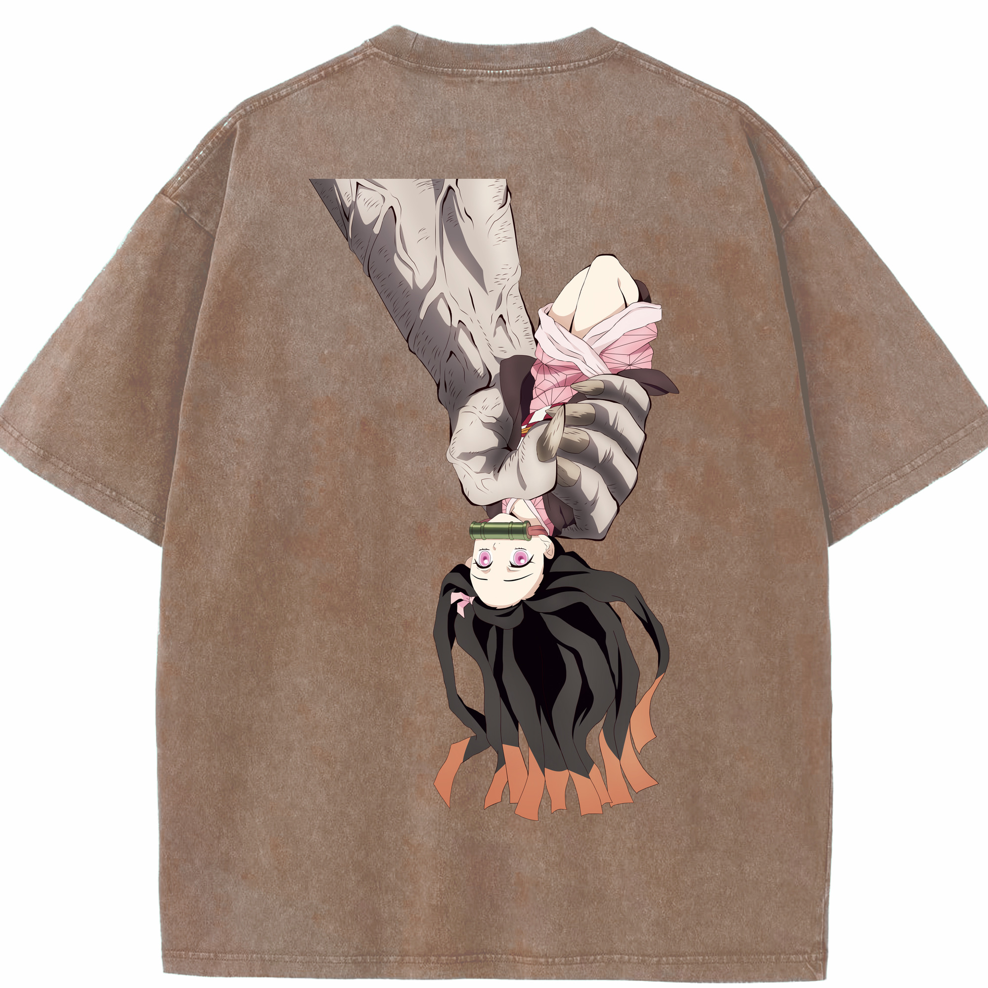 （画像用） 鬼滅の刃（きめつのやいば）竈門 禰󠄀豆子／かまど ねずこ Kamado Nezuko 綿100% ヴィンテージ風 半袖Tシャツ（背面プリント）