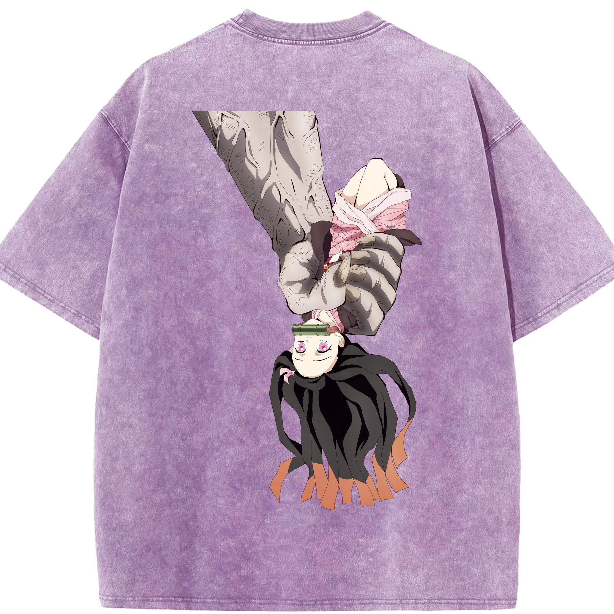 （画像用） 鬼滅の刃（きめつのやいば）竈門 禰󠄀豆子／かまど ねずこ Kamado Nezuko 綿100% ヴィンテージ風 半袖Tシャツ（背面プリント）
