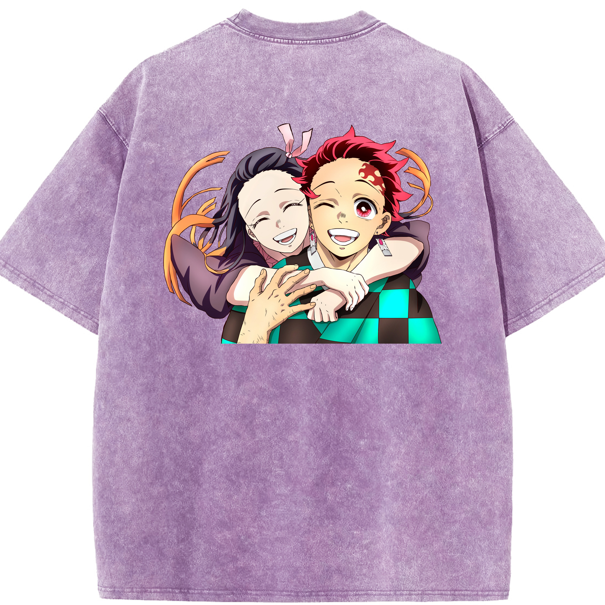 （画像用） 鬼滅の刃（きめつのやいば）竈門 禰󠄀豆子／かまど ねずこ Kamado Nezuko 綿100% ヴィンテージ風 半袖Tシャツ（背面プリント）