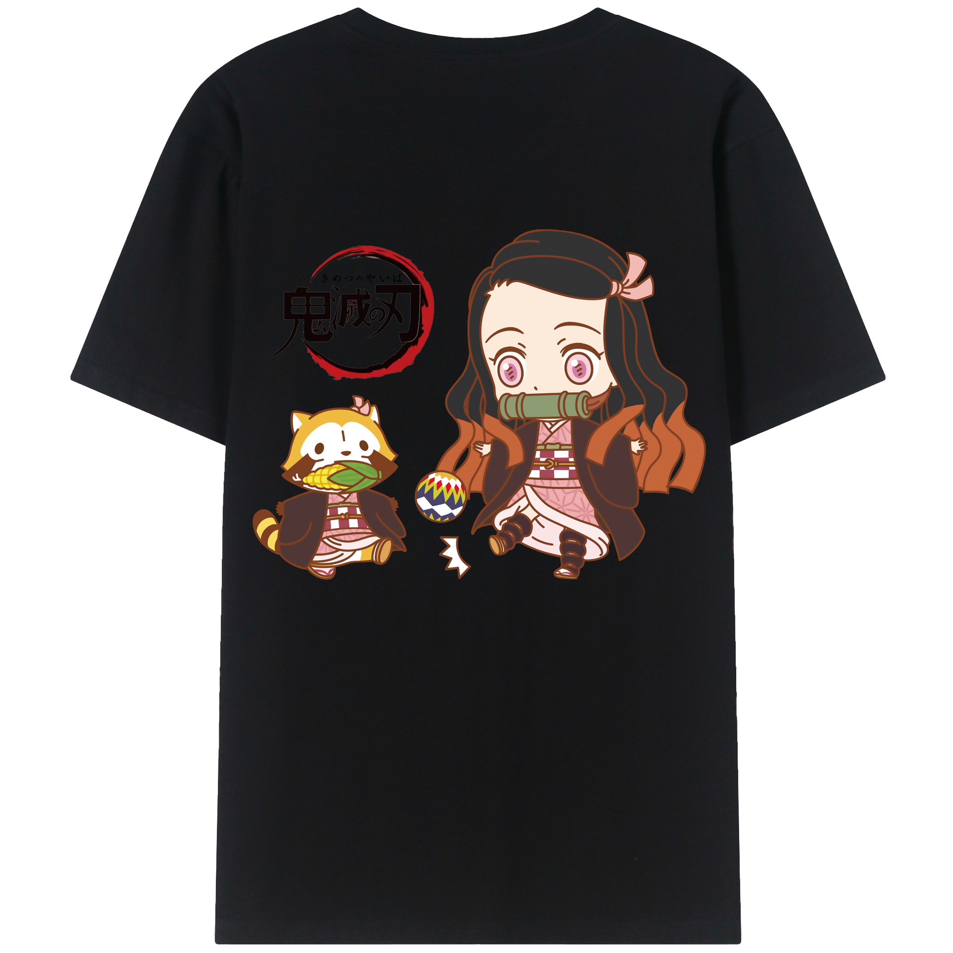 （画像用） 鬼滅の刃（きめつのやいば）竈門 禰󠄀豆子／かまど ねずこ Kamado Nezuko 綿100％ メンズ半袖Tシャツ（バックプリント） 通気性