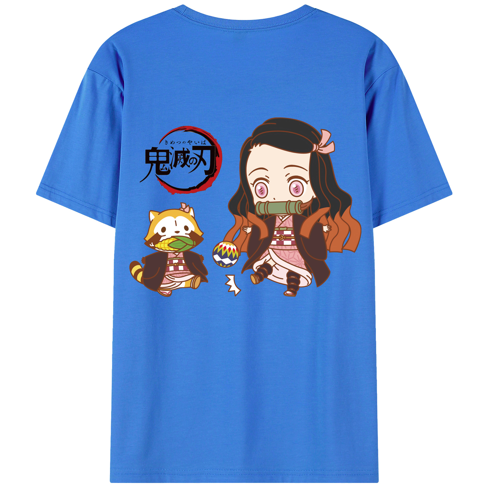 （画像用） 鬼滅の刃（きめつのやいば）竈門 禰󠄀豆子／かまど ねずこ Kamado Nezuko 綿100％ メンズ半袖Tシャツ（バックプリント） 通気性