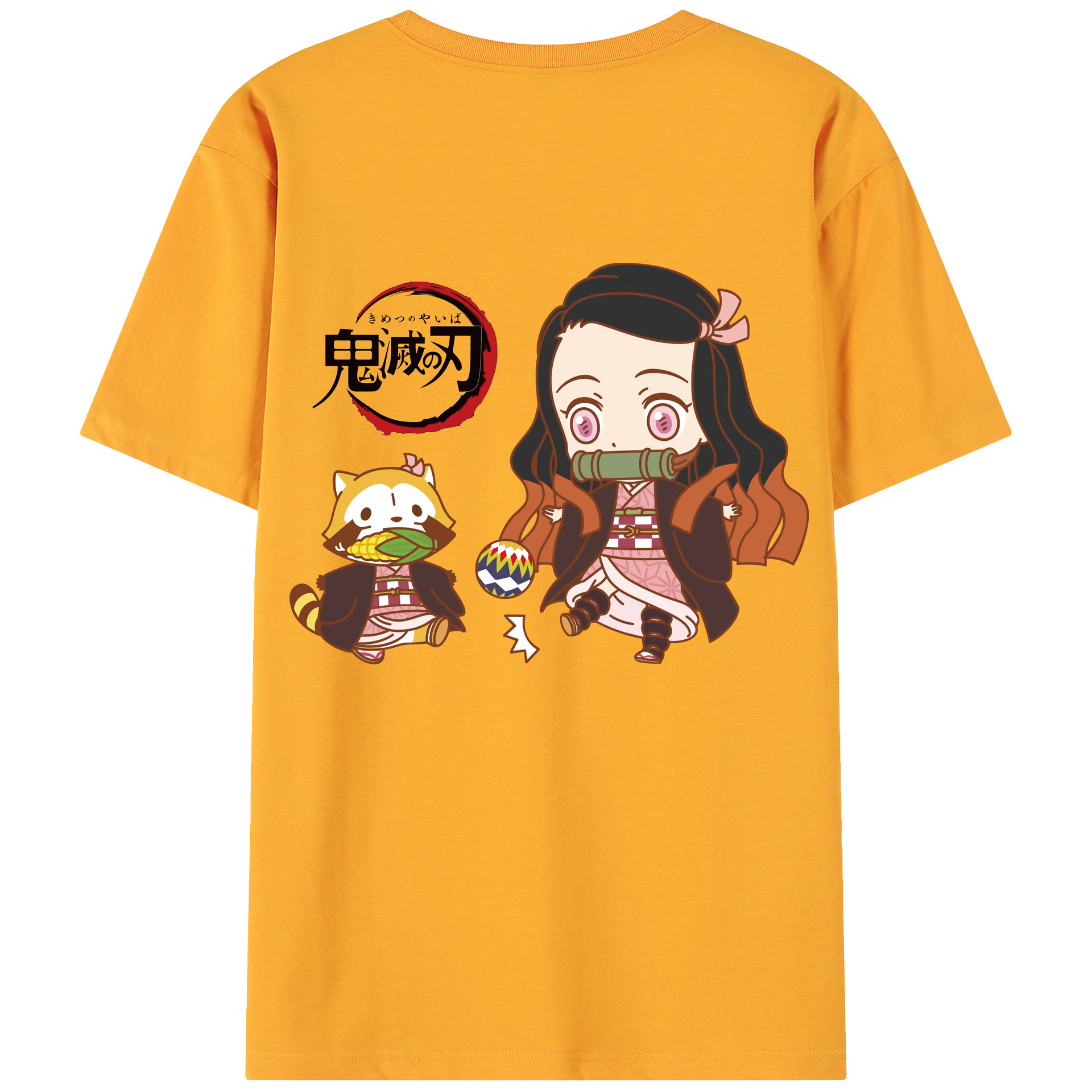 （画像用） 鬼滅の刃（きめつのやいば）竈門 禰󠄀豆子／かまど ねずこ Kamado Nezuko 綿100％ メンズ半袖Tシャツ（バックプリント） 通気性