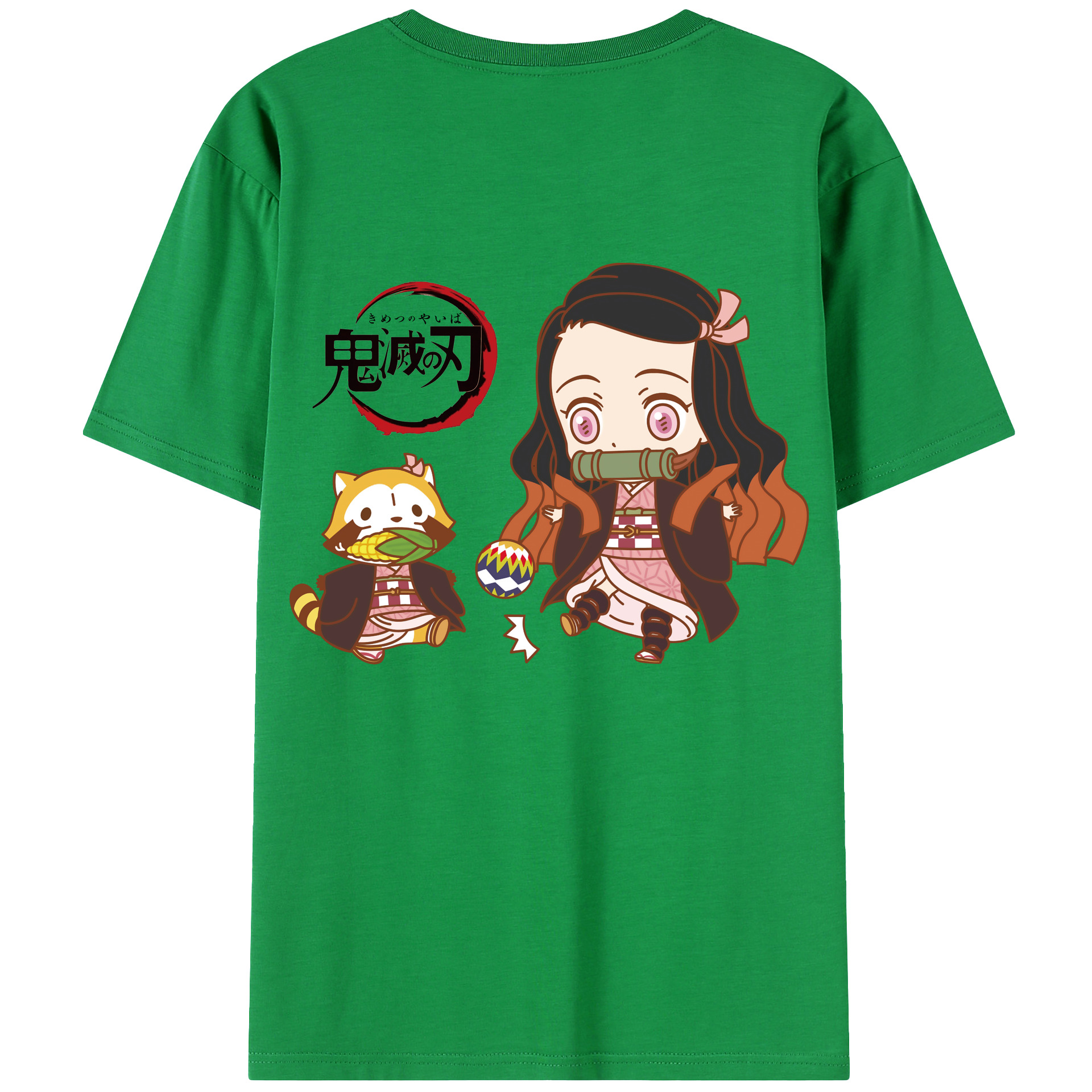 （画像用） 鬼滅の刃（きめつのやいば）竈門 禰󠄀豆子／かまど ねずこ Kamado Nezuko 綿100％ メンズ半袖Tシャツ（バックプリント） 通気性