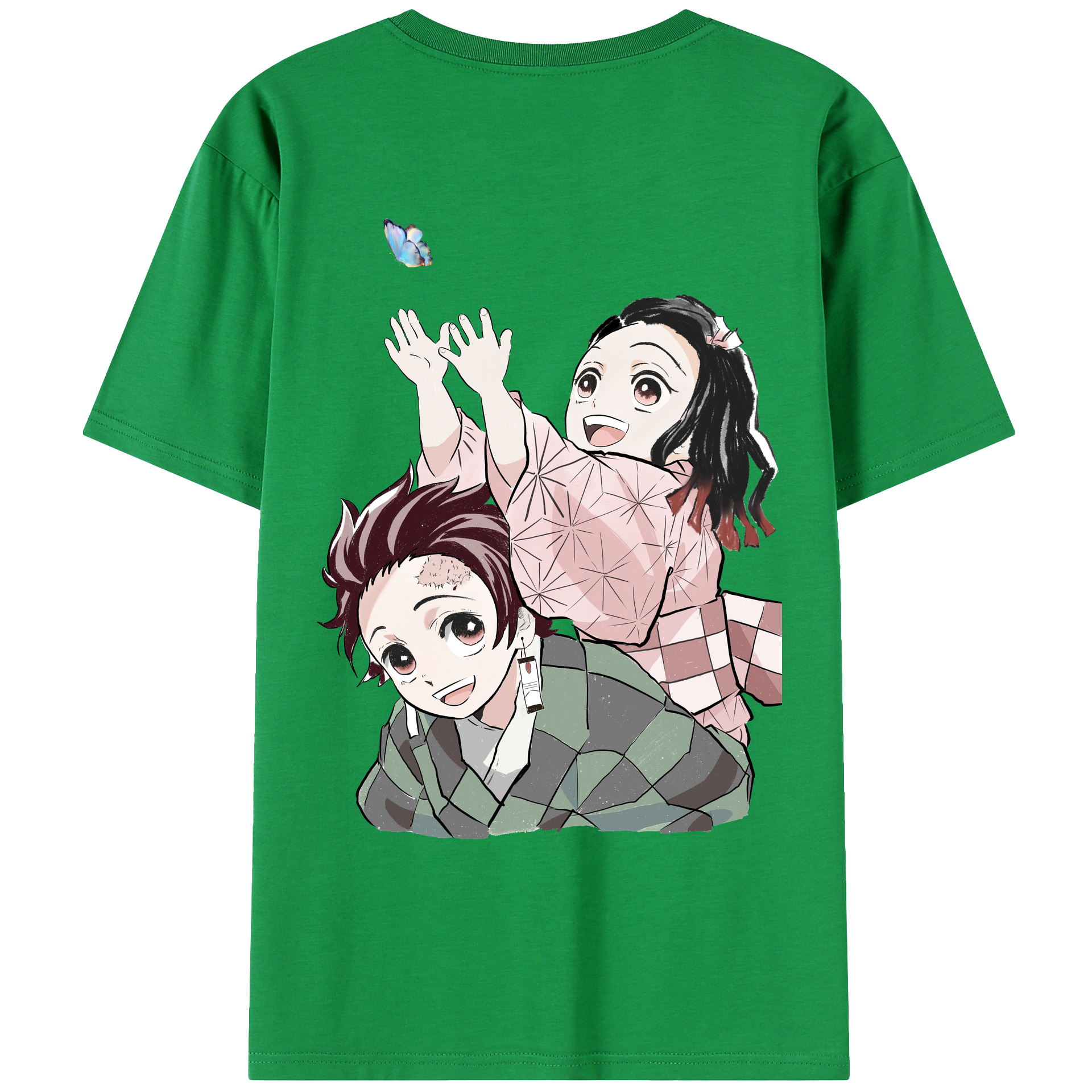 （画像用） 鬼滅の刃（きめつのやいば）竈門 禰󠄀豆子／かまど ねずこ Kamado Nezuko 綿100％ メンズ半袖Tシャツ（バックプリント） 通気性