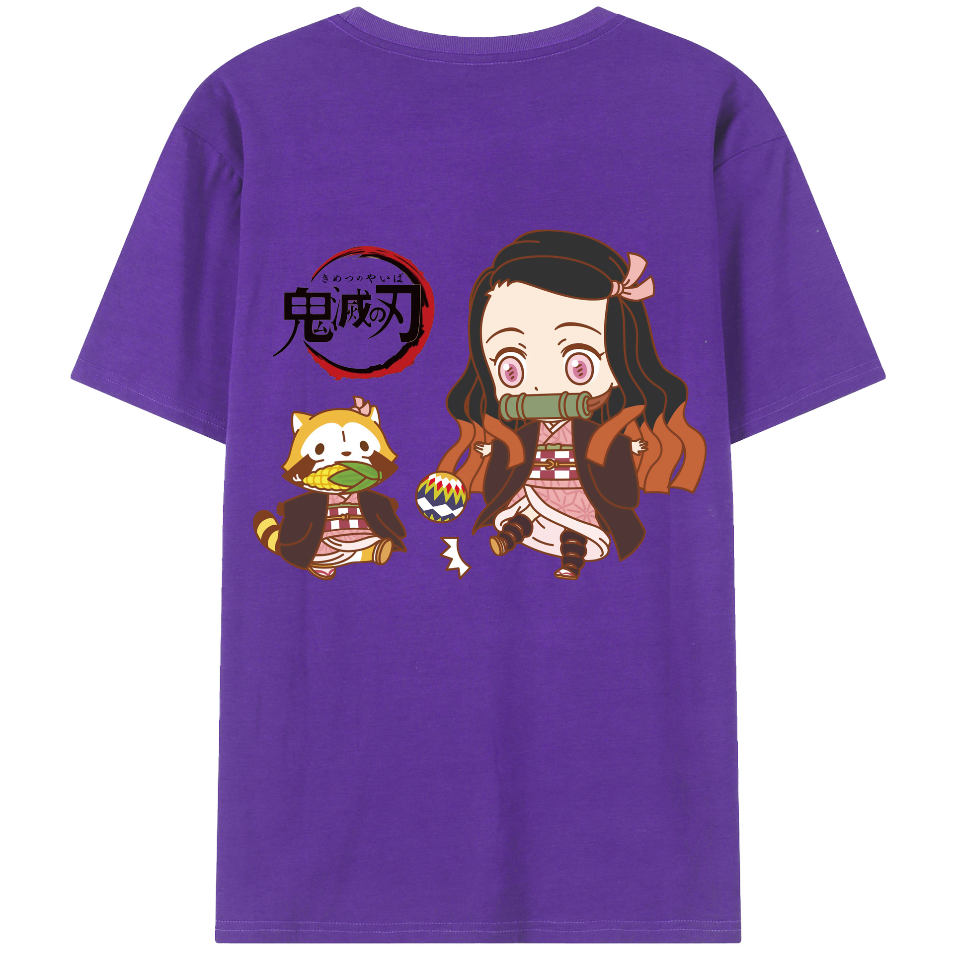 （画像用） 鬼滅の刃（きめつのやいば）竈門 禰󠄀豆子／かまど ねずこ Kamado Nezuko 綿100％ メンズ半袖Tシャツ（バックプリント） 通気性