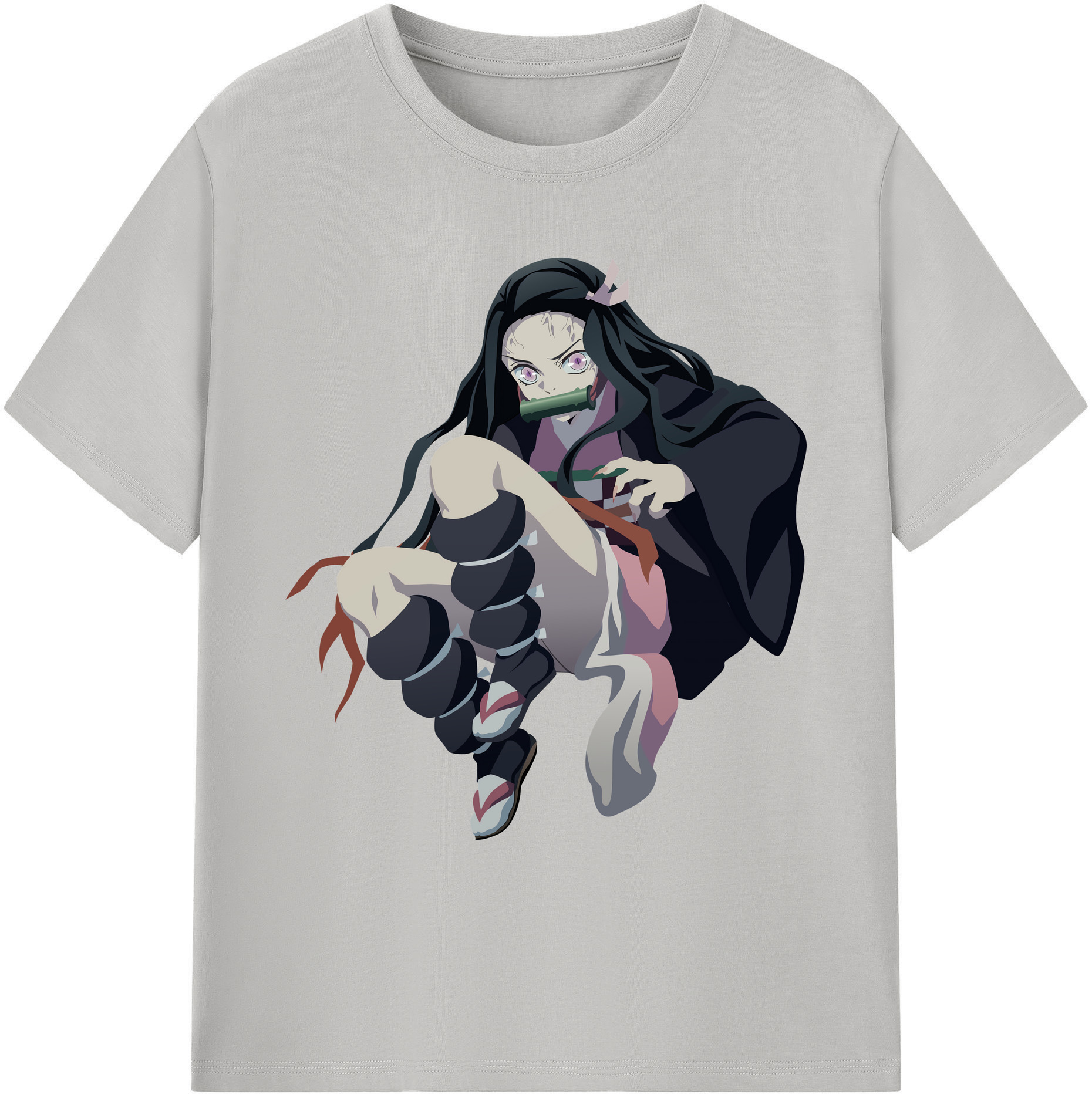 （画像用） 鬼滅の刃（きめつのやいば）竈門 禰󠄀豆子／かまど ねずこ Kamado Nezuko 綿100％ メンズ半袖Tシャツ｜肌触りやわらか＆通気性