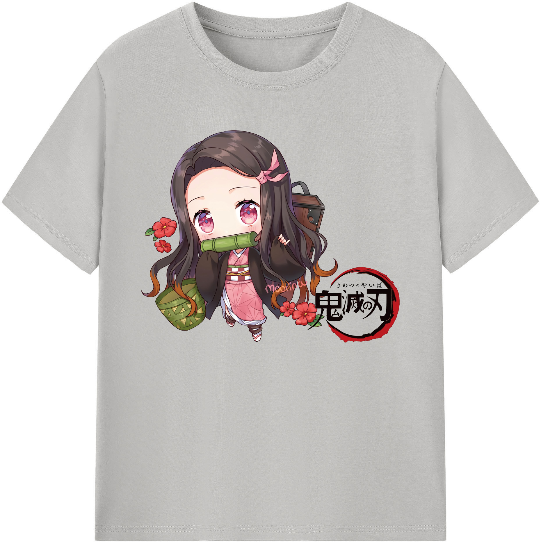 （画像用） 鬼滅の刃（きめつのやいば）竈門 禰󠄀豆子／かまど ねずこ Kamado Nezuko 綿100％ メンズ半袖Tシャツ｜肌触りやわらか＆通気性