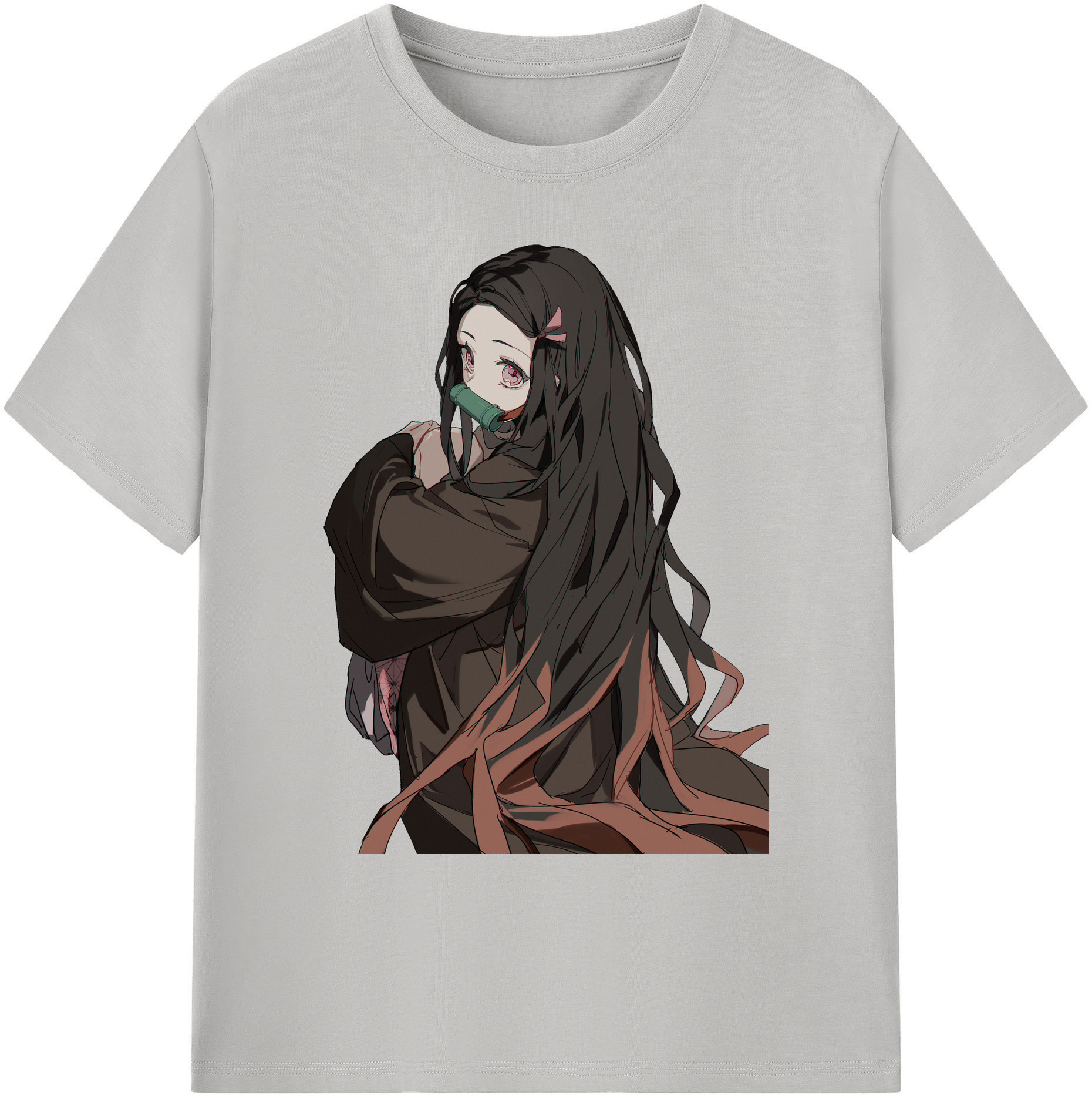 （画像用） 鬼滅の刃（きめつのやいば）竈門 禰󠄀豆子／かまど ねずこ Kamado Nezuko 綿100％ メンズ半袖Tシャツ｜肌触りやわらか＆通気性