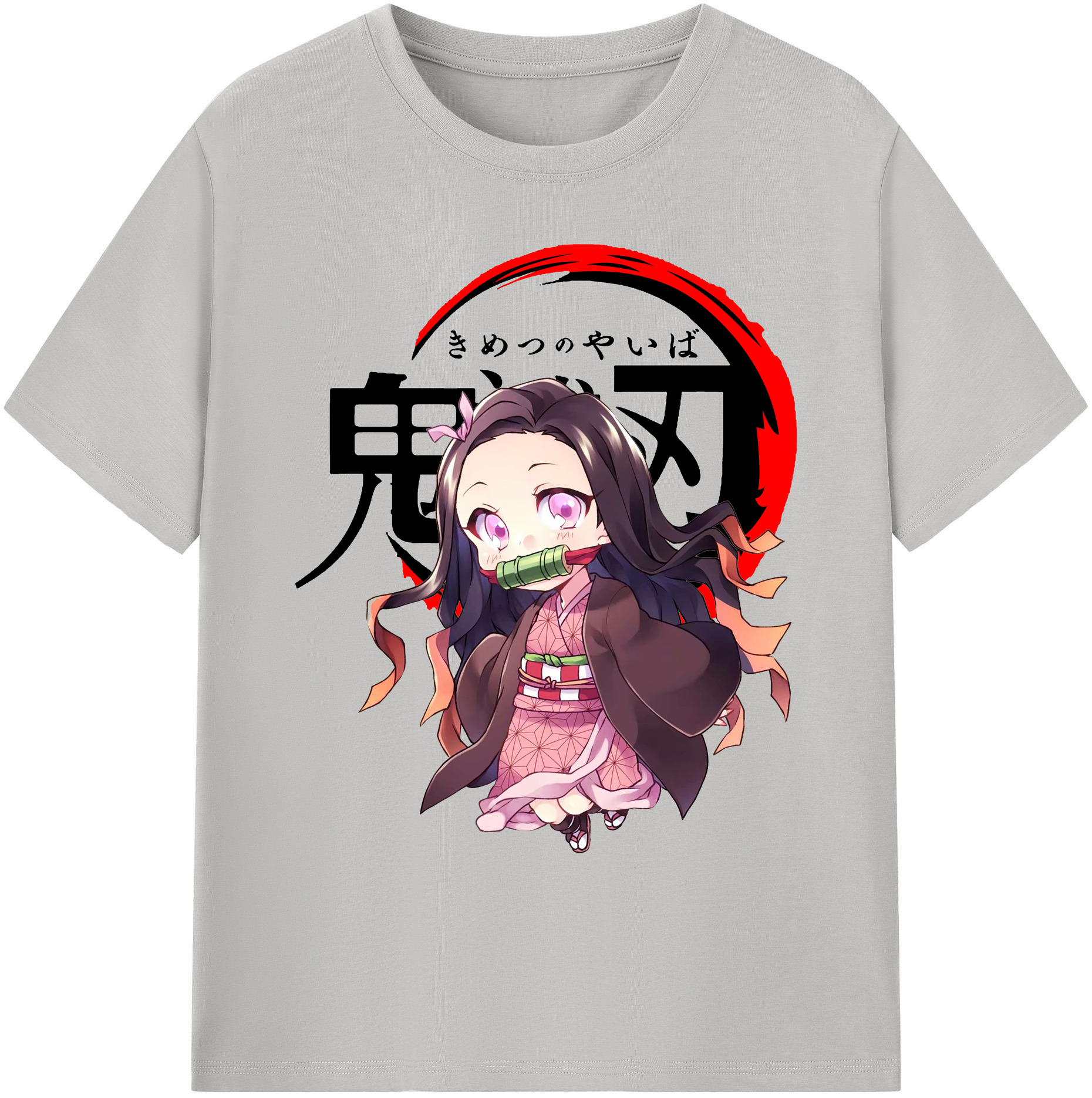 （画像用） 鬼滅の刃（きめつのやいば）竈門 禰󠄀豆子／かまど ねずこ Kamado Nezuko 綿100％ メンズ半袖Tシャツ｜肌触りやわらか＆通気性