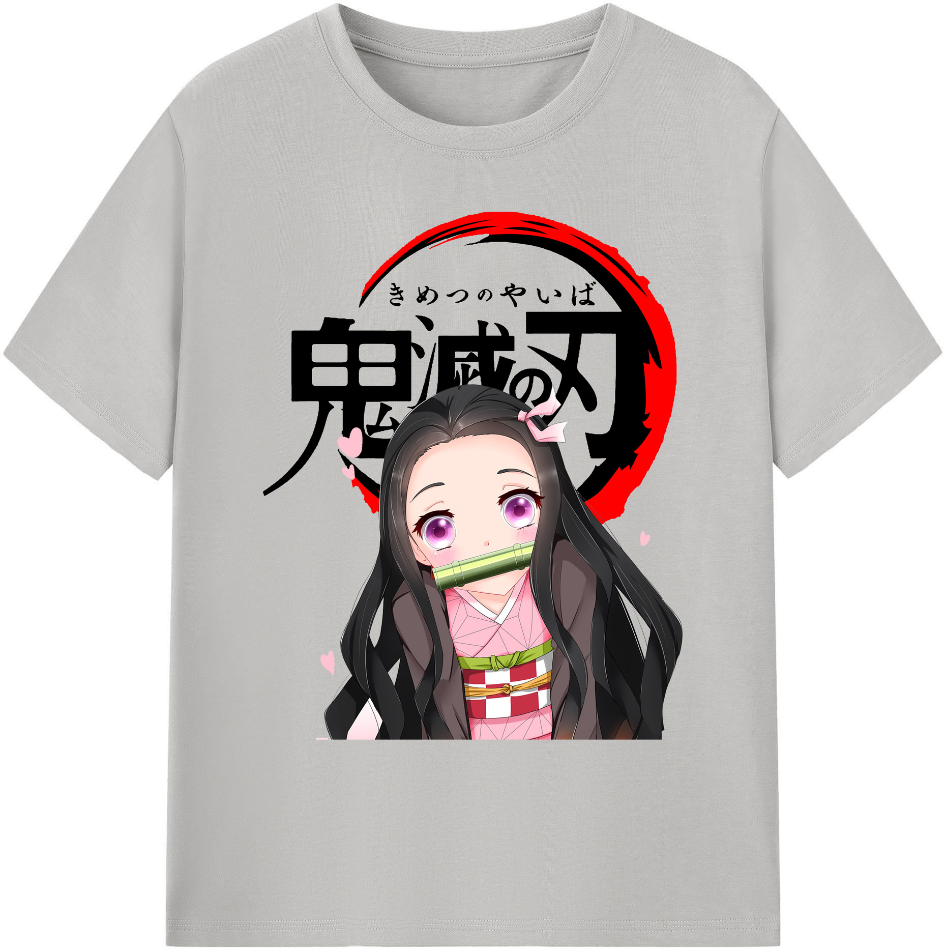 （画像用） 鬼滅の刃（きめつのやいば）竈門 禰󠄀豆子／かまど ねずこ Kamado Nezuko 綿100％ メンズ半袖Tシャツ｜肌触りやわらか＆通気性