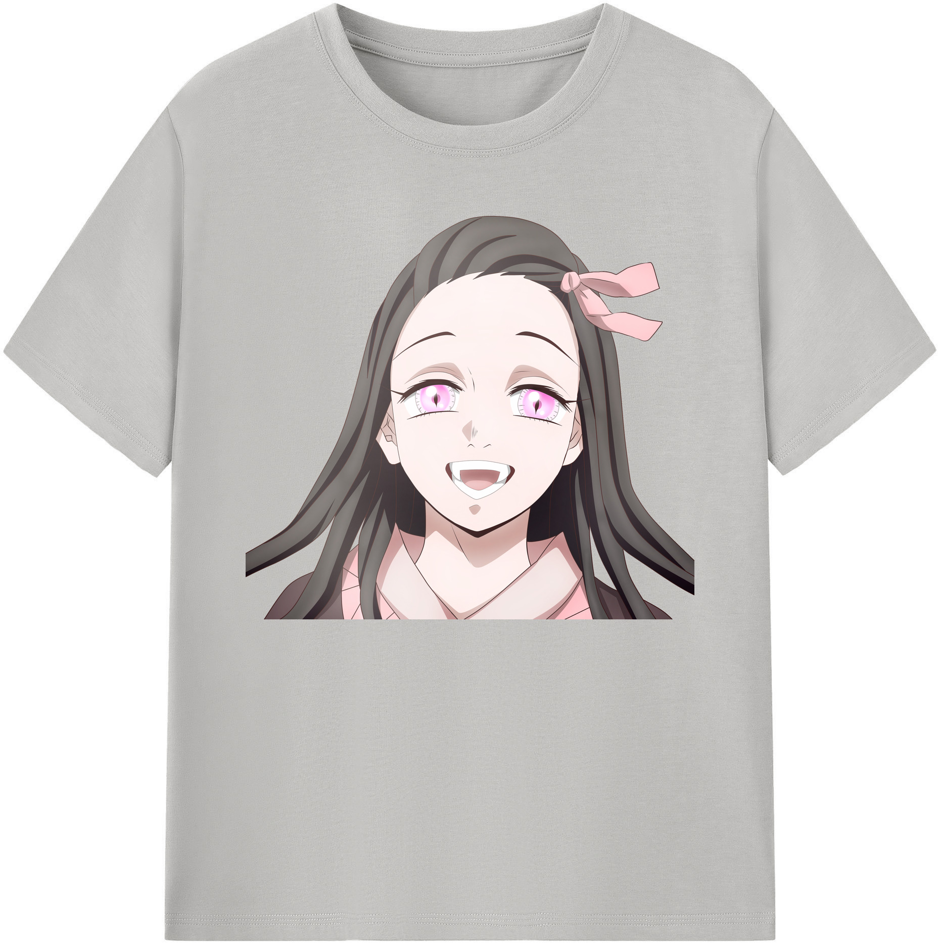 （画像用） 鬼滅の刃（きめつのやいば）竈門 禰󠄀豆子／かまど ねずこ Kamado Nezuko 綿100％ メンズ半袖Tシャツ｜肌触りやわらか＆通気性