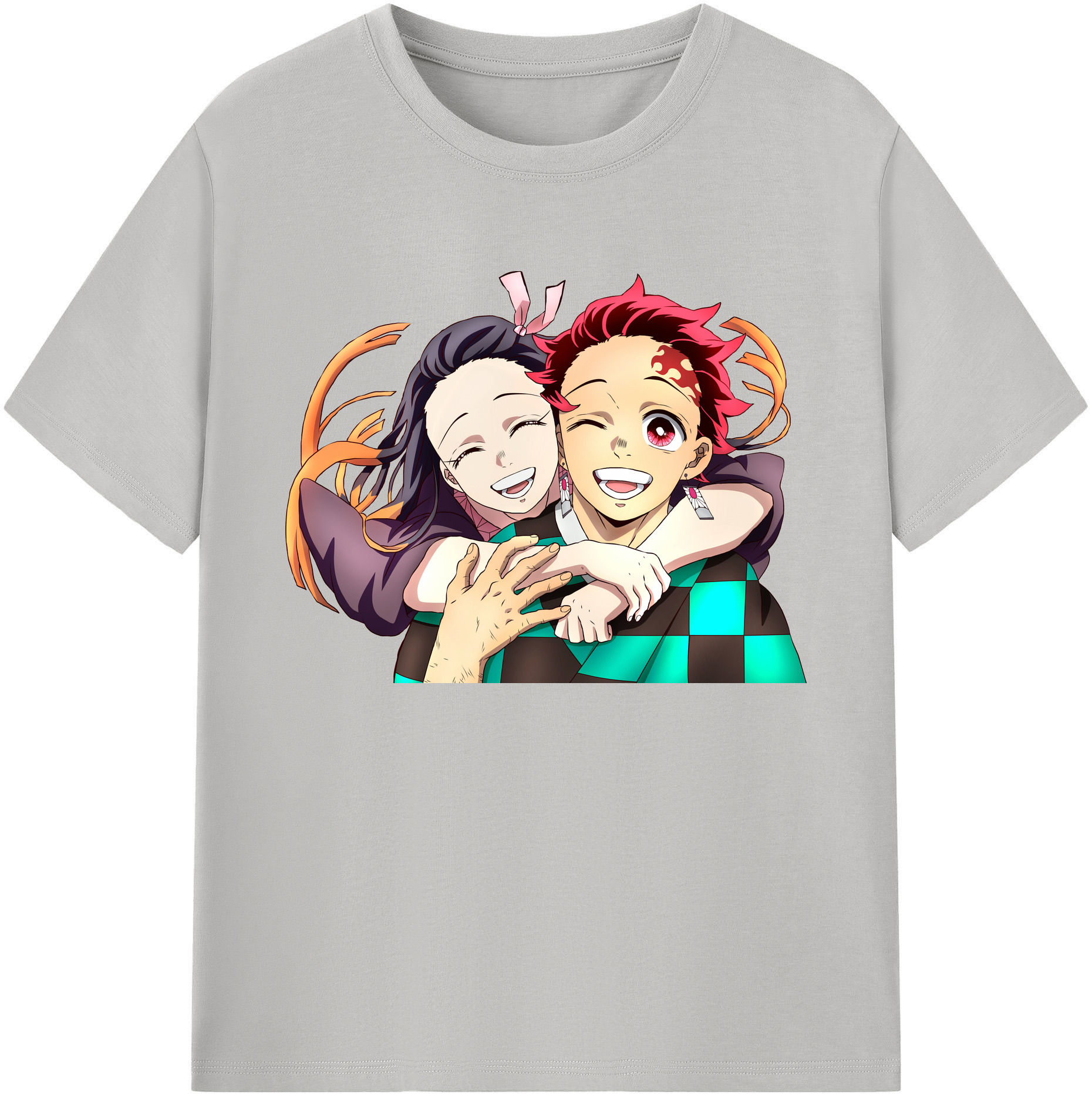 （画像用） 鬼滅の刃（きめつのやいば）竈門 禰󠄀豆子／かまど ねずこ Kamado Nezuko 綿100％ メンズ半袖Tシャツ｜肌触りやわらか＆通気性