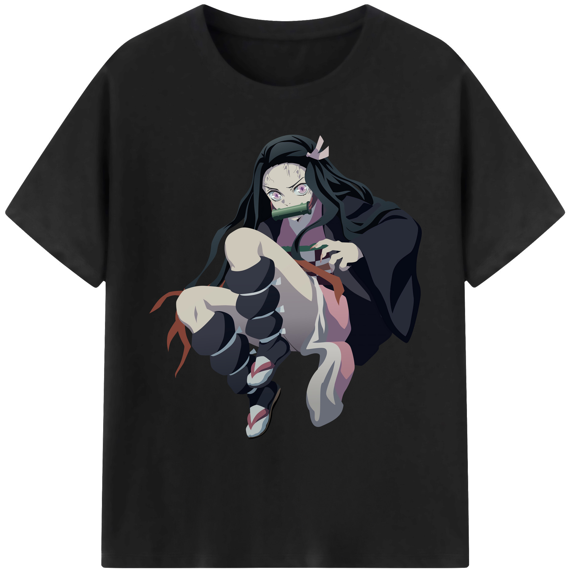 （画像用） 鬼滅の刃（きめつのやいば）竈門 禰󠄀豆子／かまど ねずこ Kamado Nezuko 綿100％ メンズ半袖Tシャツ｜肌触りやわらか＆通気性