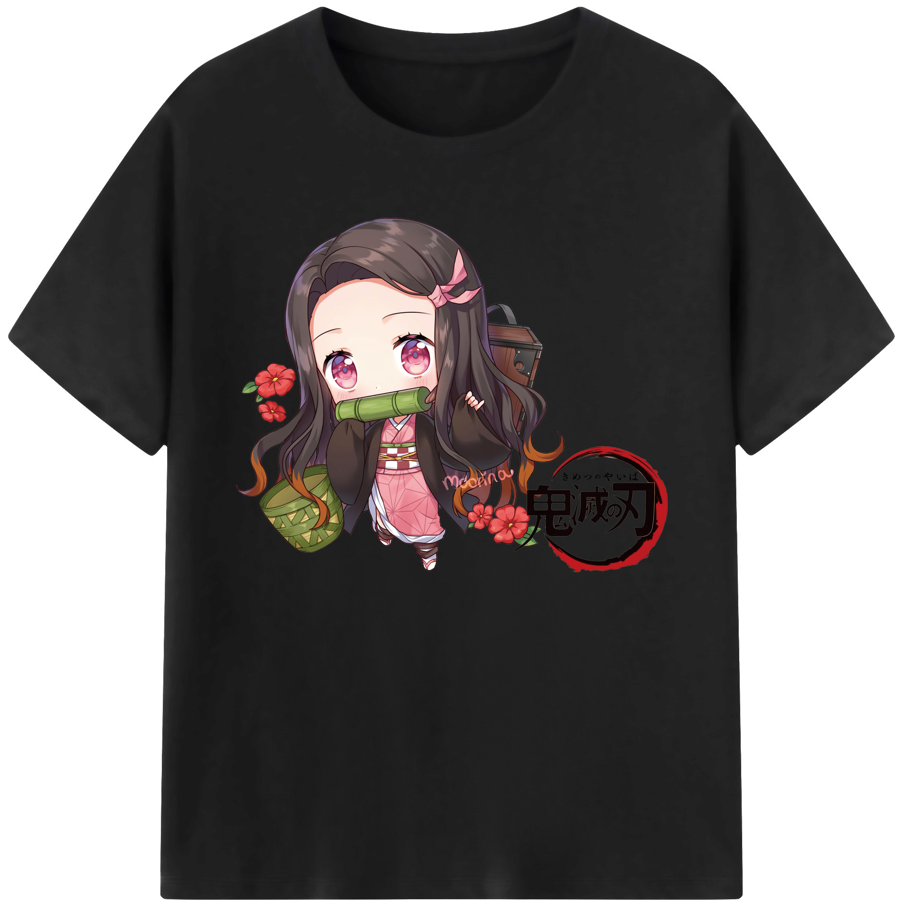 （画像用） 鬼滅の刃（きめつのやいば）竈門 禰󠄀豆子／かまど ねずこ Kamado Nezuko 綿100％ メンズ半袖Tシャツ｜肌触りやわらか＆通気性