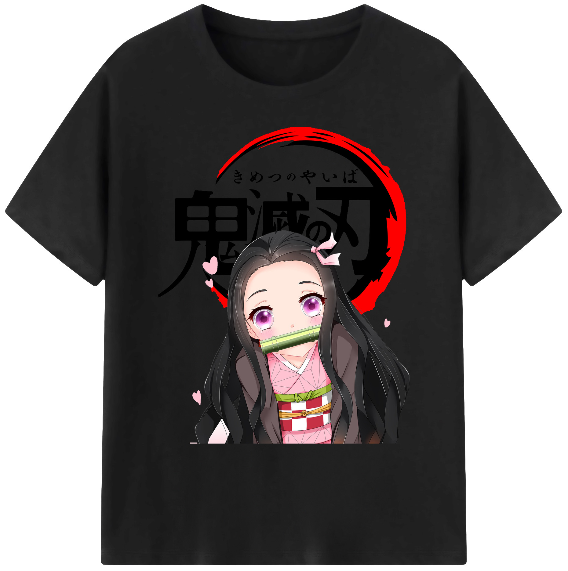 （画像用） 鬼滅の刃（きめつのやいば）竈門 禰󠄀豆子／かまど ねずこ Kamado Nezuko 綿100％ メンズ半袖Tシャツ｜肌触りやわらか＆通気性