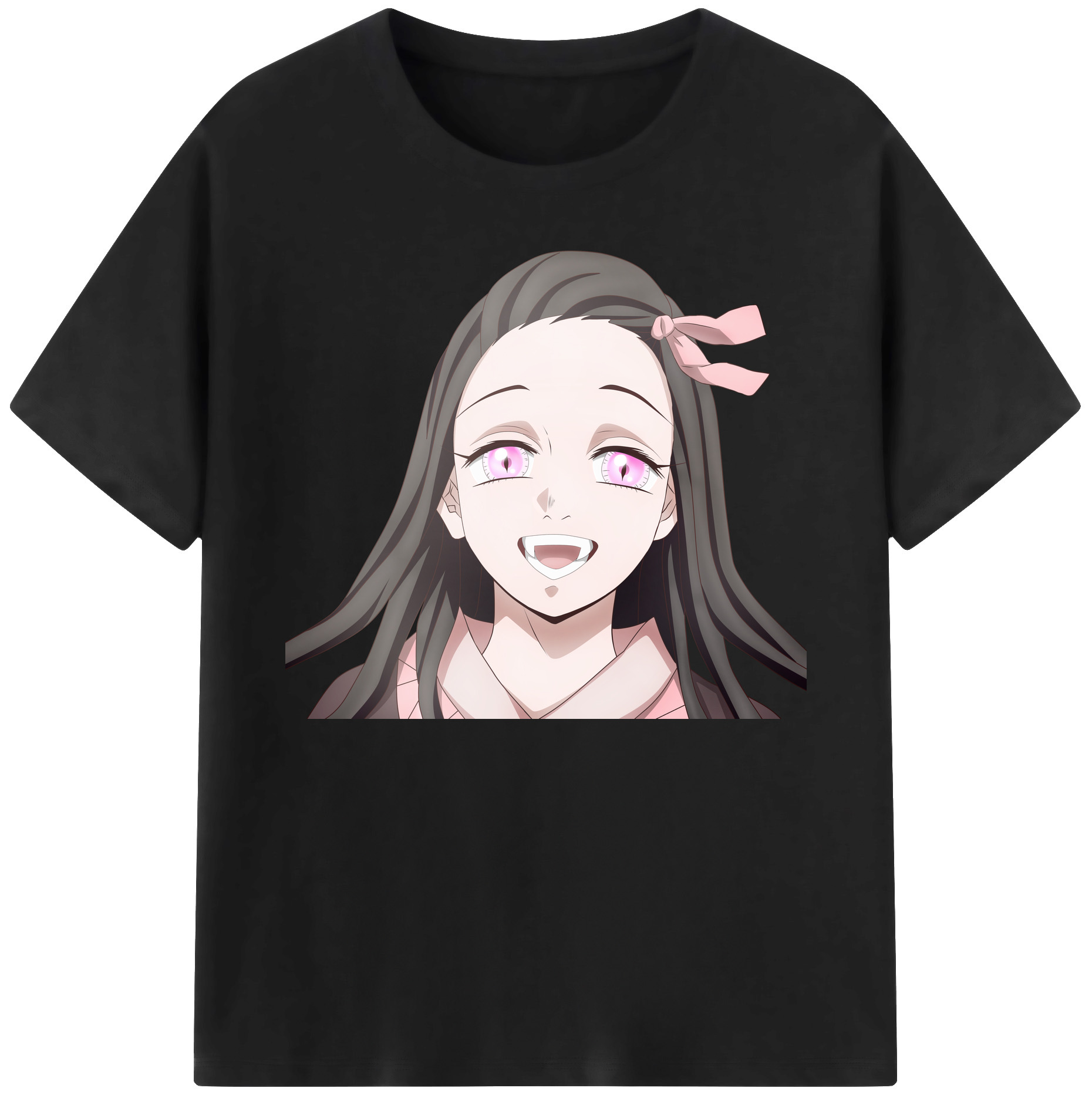 （画像用） 鬼滅の刃（きめつのやいば）竈門 禰󠄀豆子／かまど ねずこ Kamado Nezuko 綿100％ メンズ半袖Tシャツ｜肌触りやわらか＆通気性
