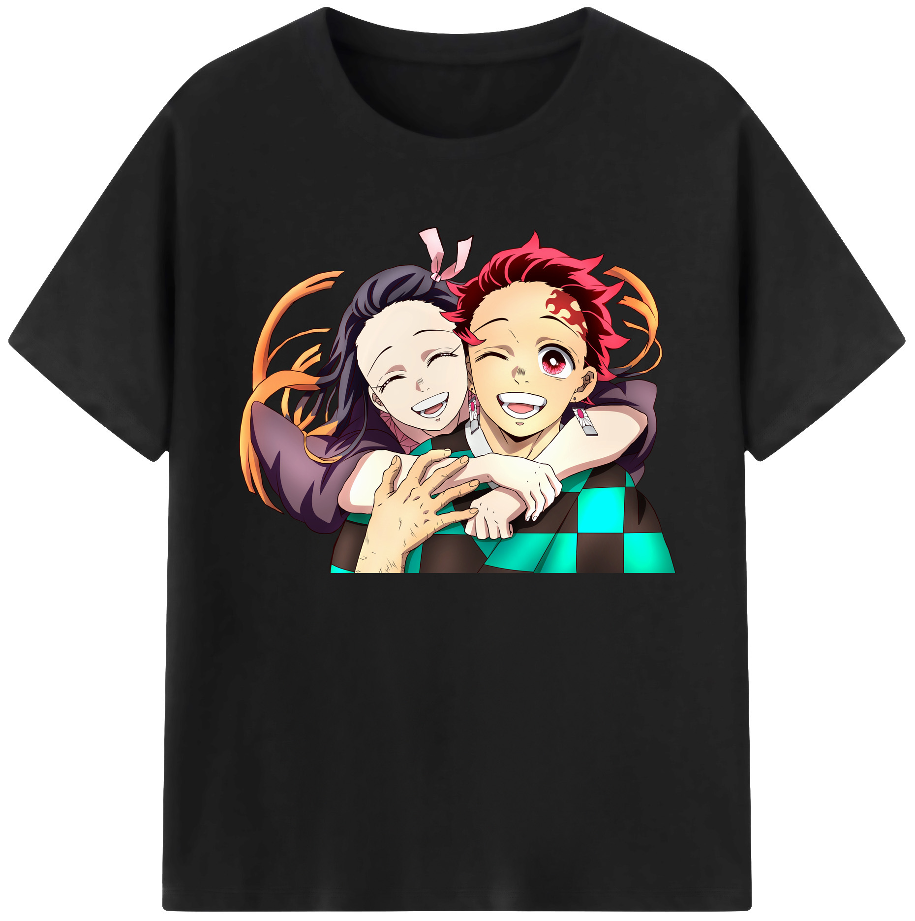 （画像用） 鬼滅の刃（きめつのやいば）竈門 禰󠄀豆子／かまど ねずこ Kamado Nezuko 綿100％ メンズ半袖Tシャツ｜肌触りやわらか＆通気性