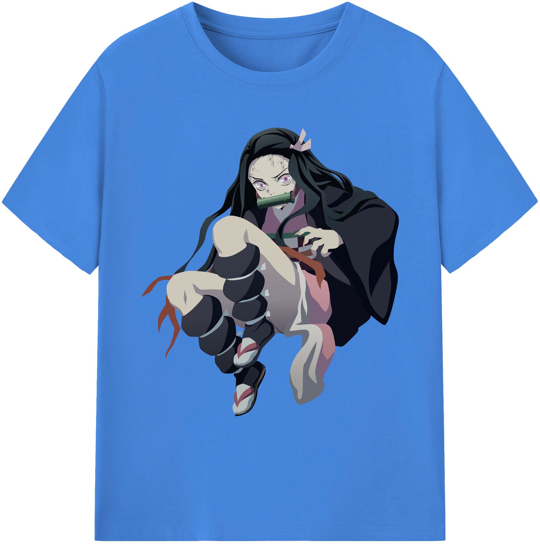 （画像用） 鬼滅の刃（きめつのやいば）竈門 禰󠄀豆子／かまど ねずこ Kamado Nezuko 綿100％ メンズ半袖Tシャツ｜肌触りやわらか＆通気性