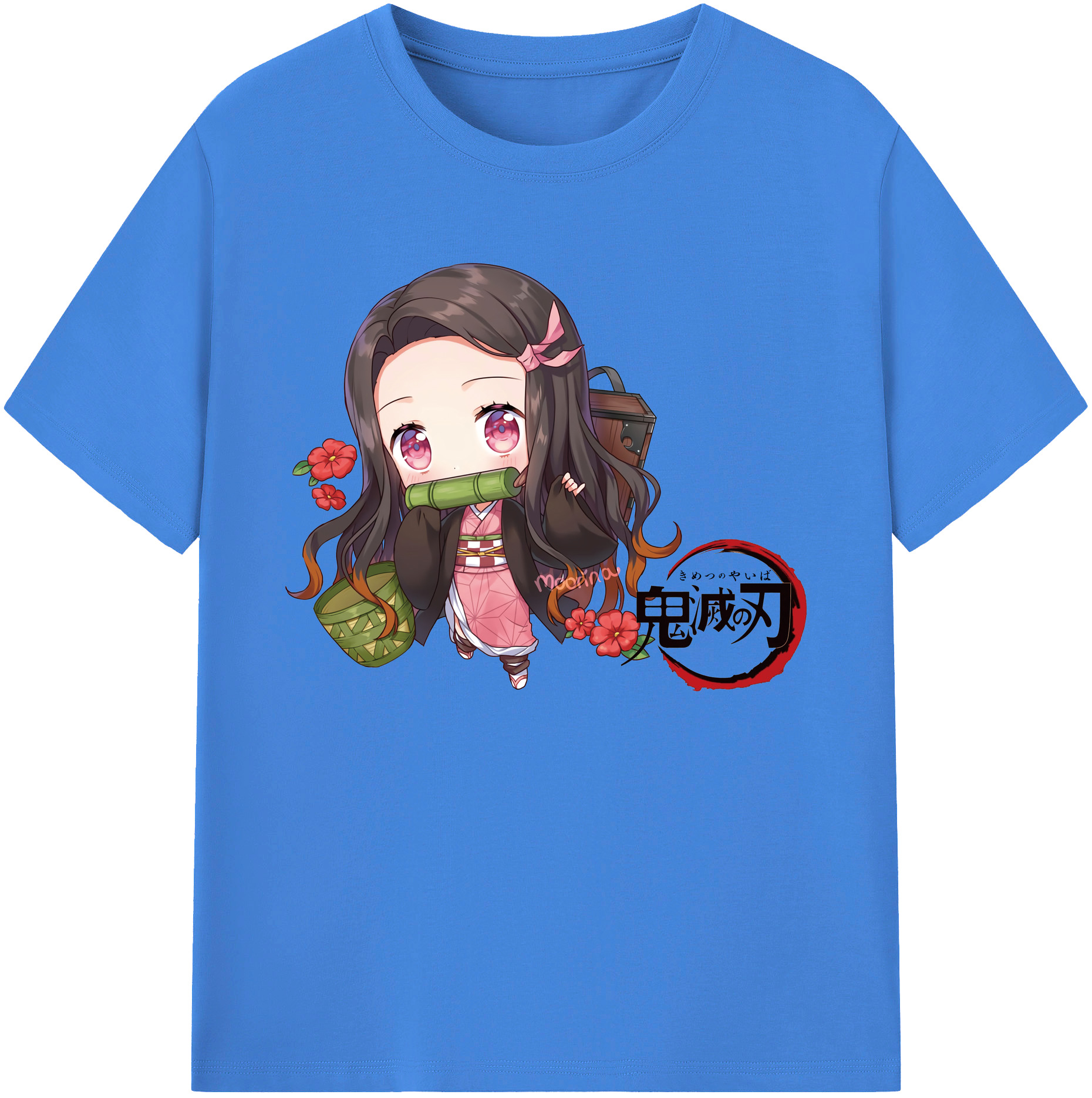 （画像用） 鬼滅の刃（きめつのやいば）竈門 禰󠄀豆子／かまど ねずこ Kamado Nezuko 綿100％ メンズ半袖Tシャツ｜肌触りやわらか＆通気性
