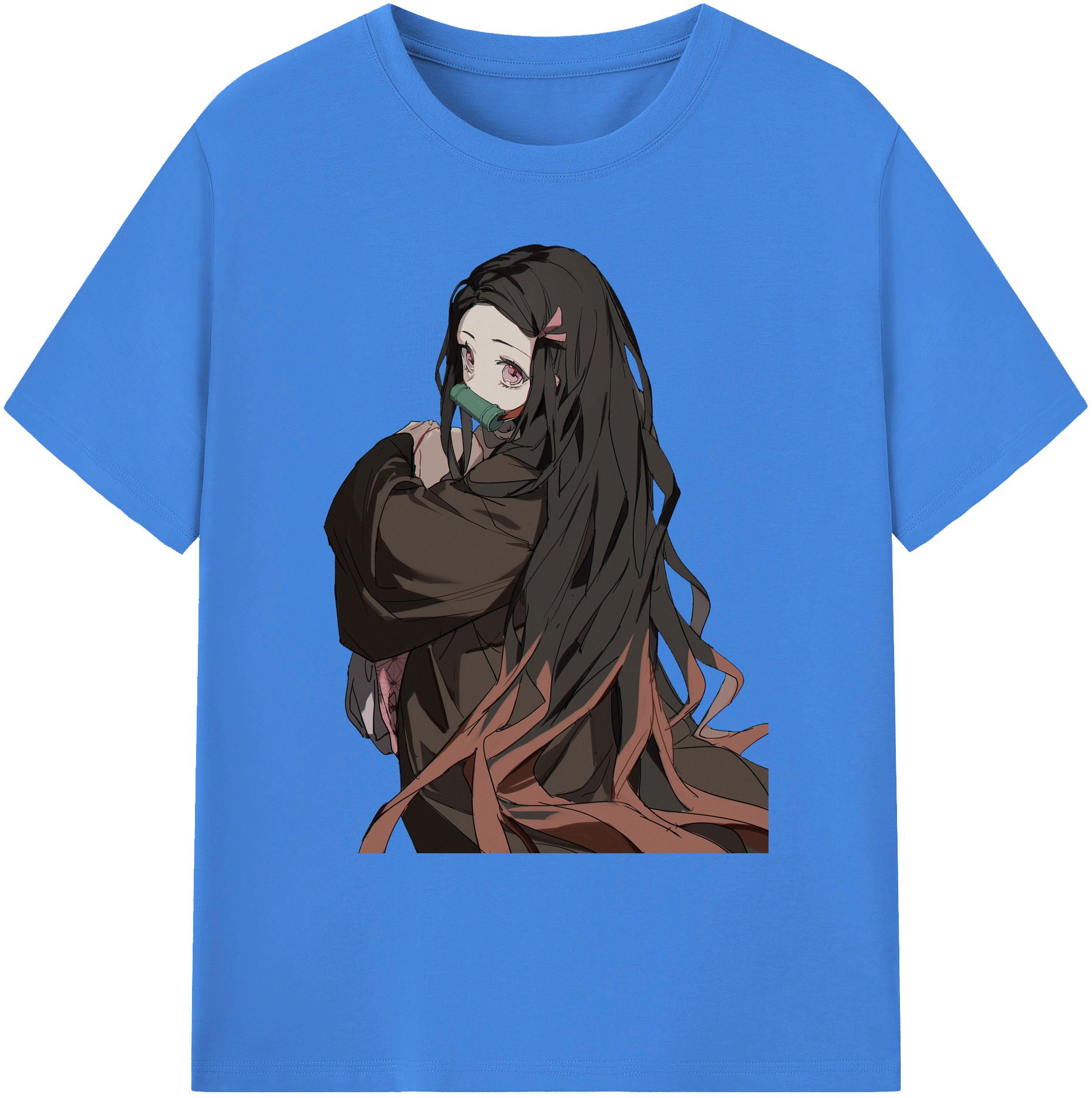（画像用） 鬼滅の刃（きめつのやいば）竈門 禰󠄀豆子／かまど ねずこ Kamado Nezuko 綿100％ メンズ半袖Tシャツ｜肌触りやわらか＆通気性