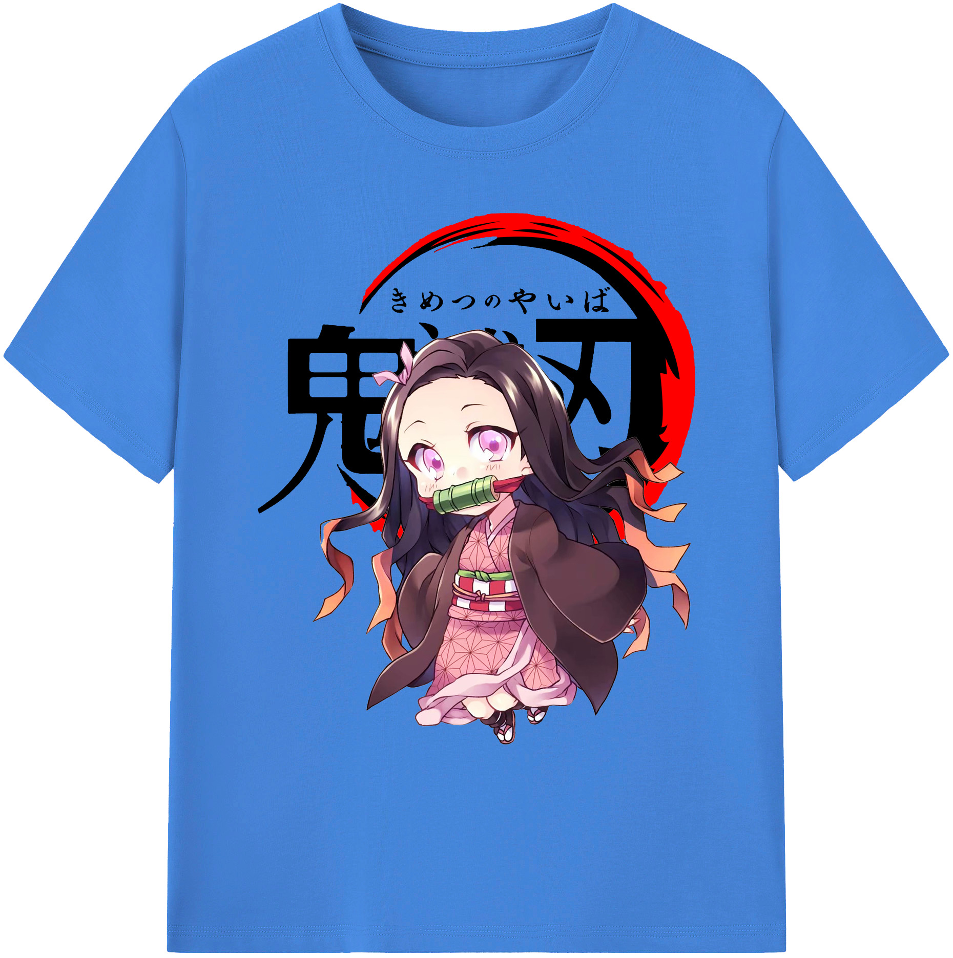 （画像用） 鬼滅の刃（きめつのやいば）竈門 禰󠄀豆子／かまど ねずこ Kamado Nezuko 綿100％ メンズ半袖Tシャツ｜肌触りやわらか＆通気性