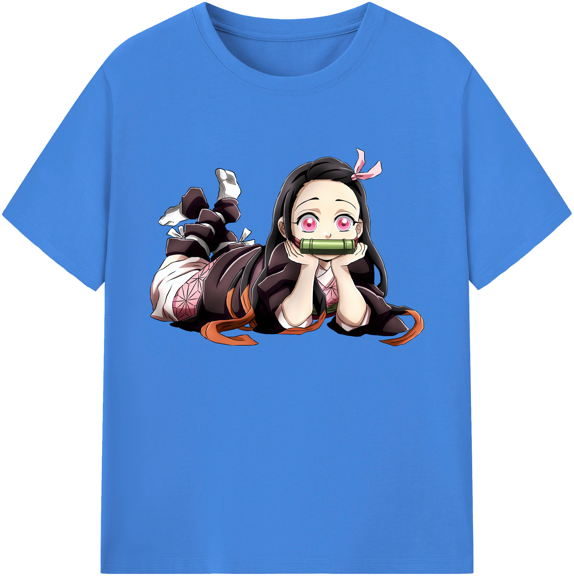 （画像用） 鬼滅の刃（きめつのやいば）竈門 禰󠄀豆子／かまど ねずこ Kamado Nezuko 綿100％ メンズ半袖Tシャツ｜肌触りやわらか＆通気性