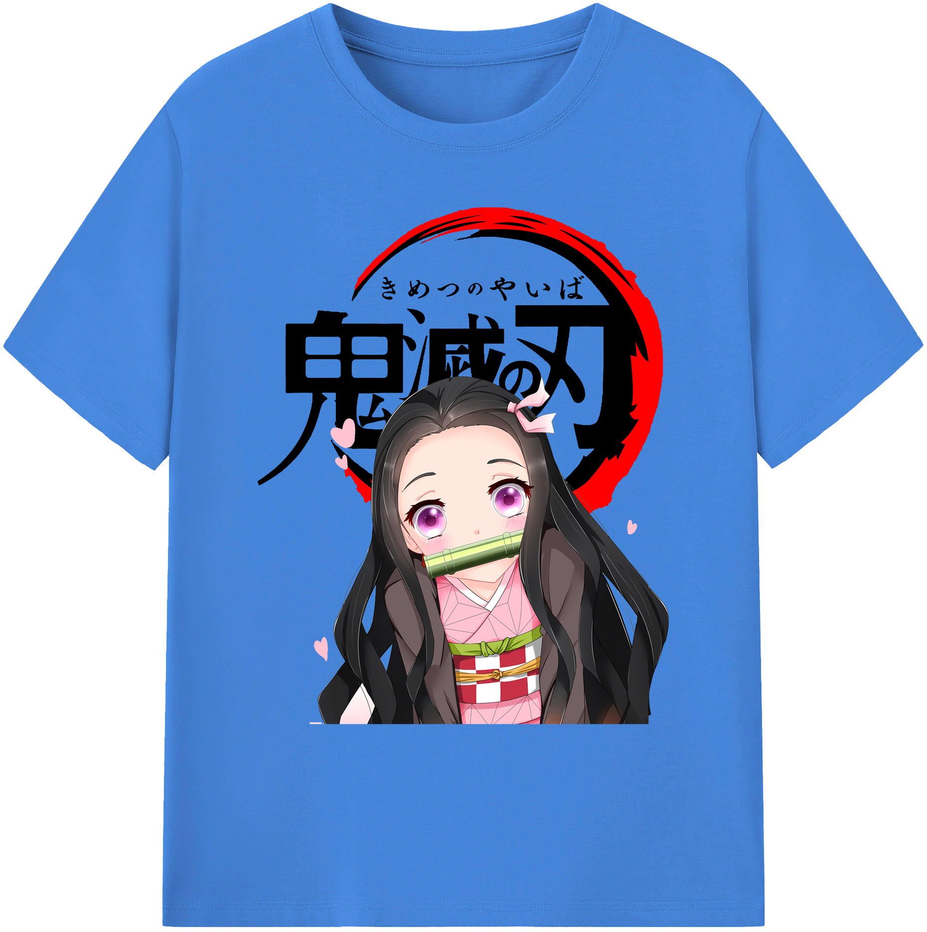 （画像用） 鬼滅の刃（きめつのやいば）竈門 禰󠄀豆子／かまど ねずこ Kamado Nezuko 綿100％ メンズ半袖Tシャツ｜肌触りやわらか＆通気性