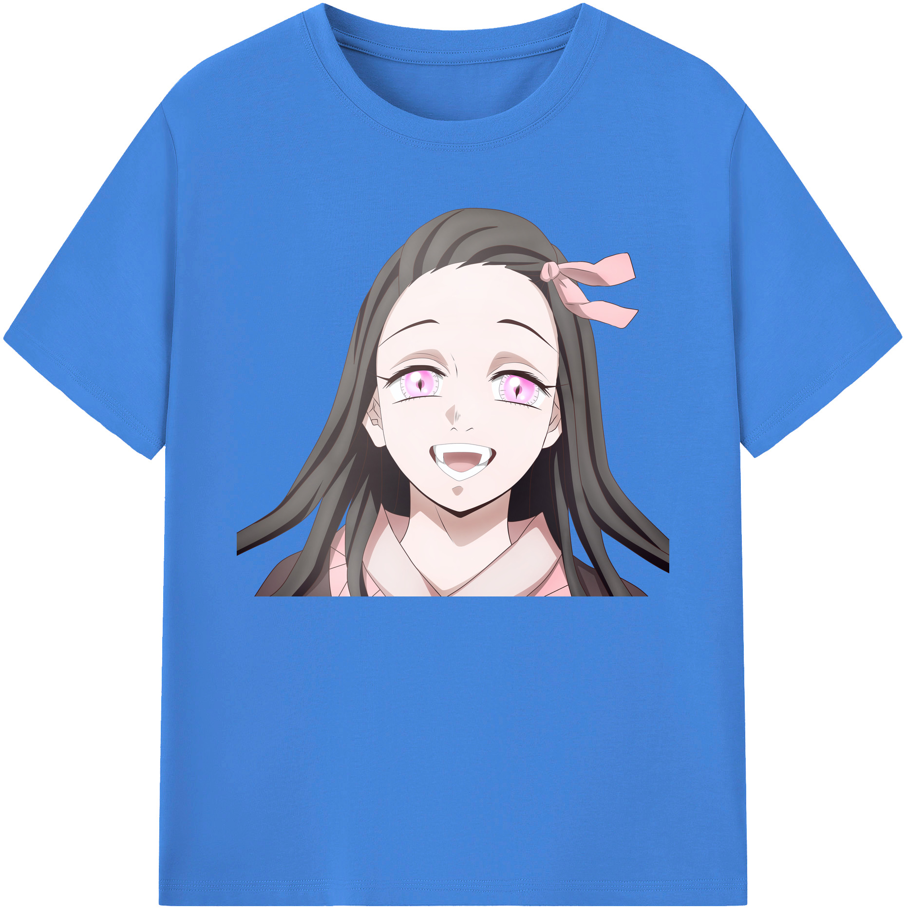 （画像用） 鬼滅の刃（きめつのやいば）竈門 禰󠄀豆子／かまど ねずこ Kamado Nezuko 綿100％ メンズ半袖Tシャツ｜肌触りやわらか＆通気性