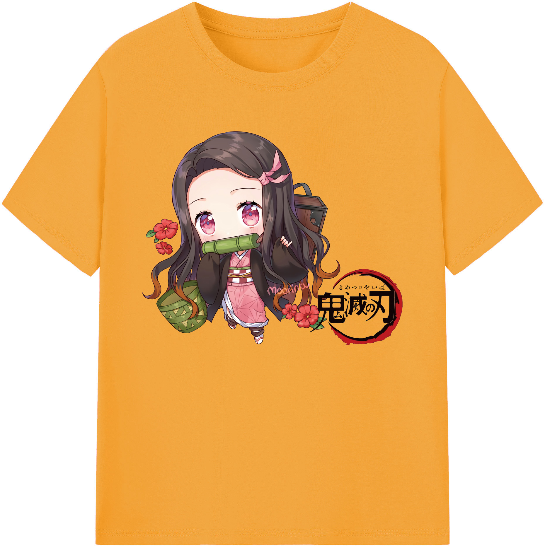 （画像用） 鬼滅の刃（きめつのやいば）竈門 禰󠄀豆子／かまど ねずこ Kamado Nezuko 綿100％ メンズ半袖Tシャツ｜肌触りやわらか＆通気性