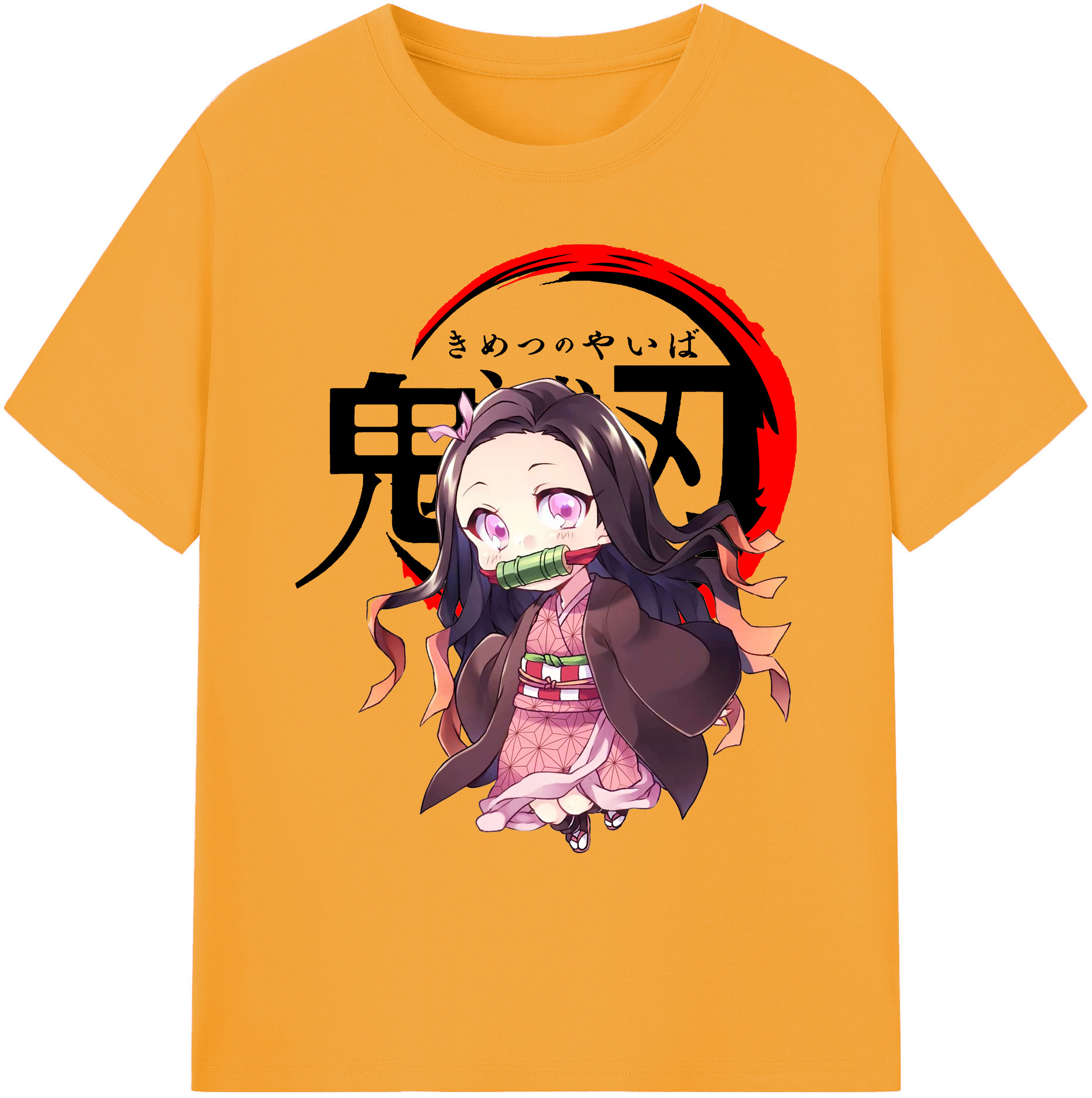 （画像用） 鬼滅の刃（きめつのやいば）竈門 禰󠄀豆子／かまど ねずこ Kamado Nezuko 綿100％ メンズ半袖Tシャツ｜肌触りやわらか＆通気性