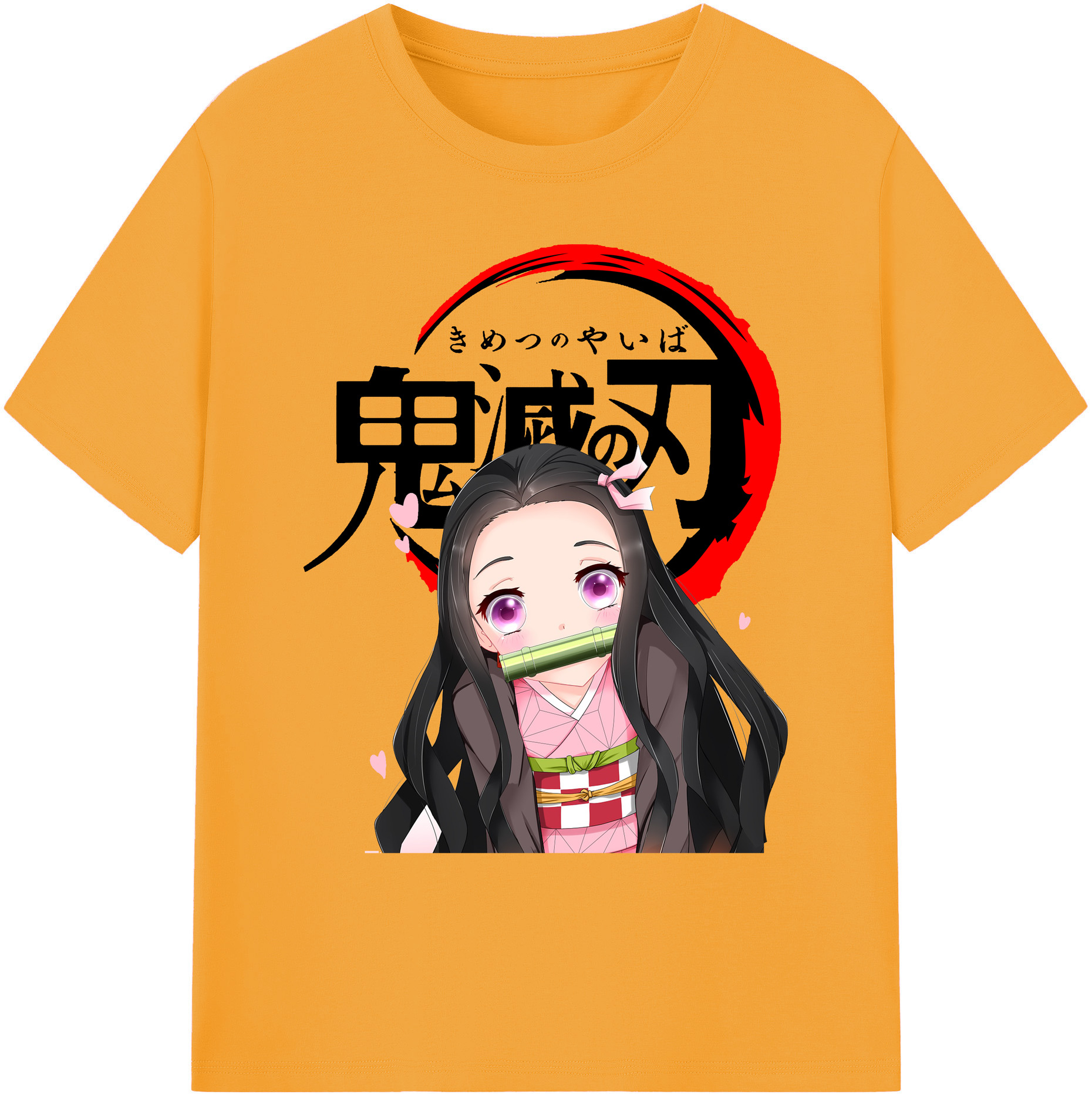 （画像用） 鬼滅の刃（きめつのやいば）竈門 禰󠄀豆子／かまど ねずこ Kamado Nezuko 綿100％ メンズ半袖Tシャツ｜肌触りやわらか＆通気性