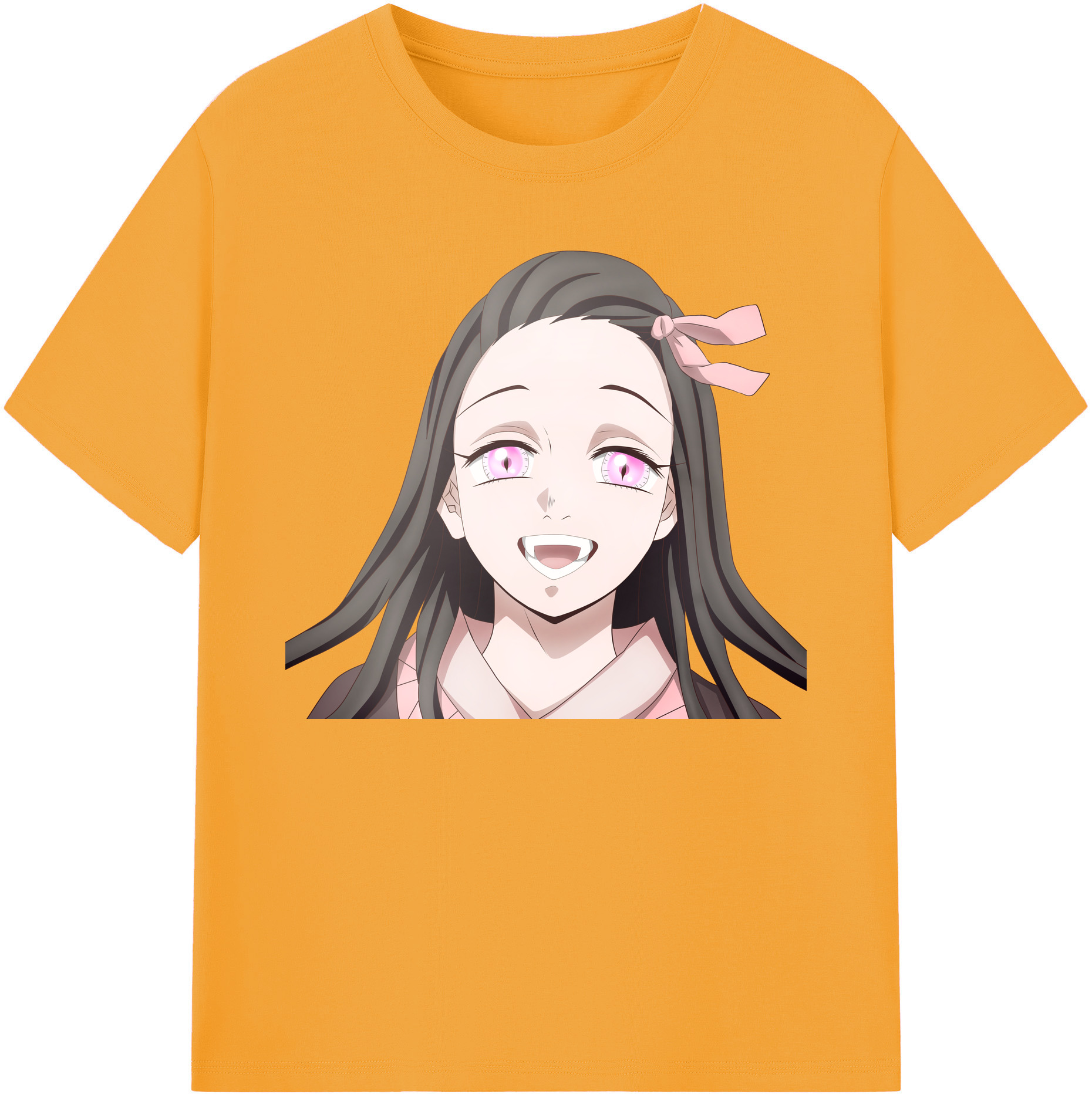 （画像用） 鬼滅の刃（きめつのやいば）竈門 禰󠄀豆子／かまど ねずこ Kamado Nezuko 綿100％ メンズ半袖Tシャツ｜肌触りやわらか＆通気性