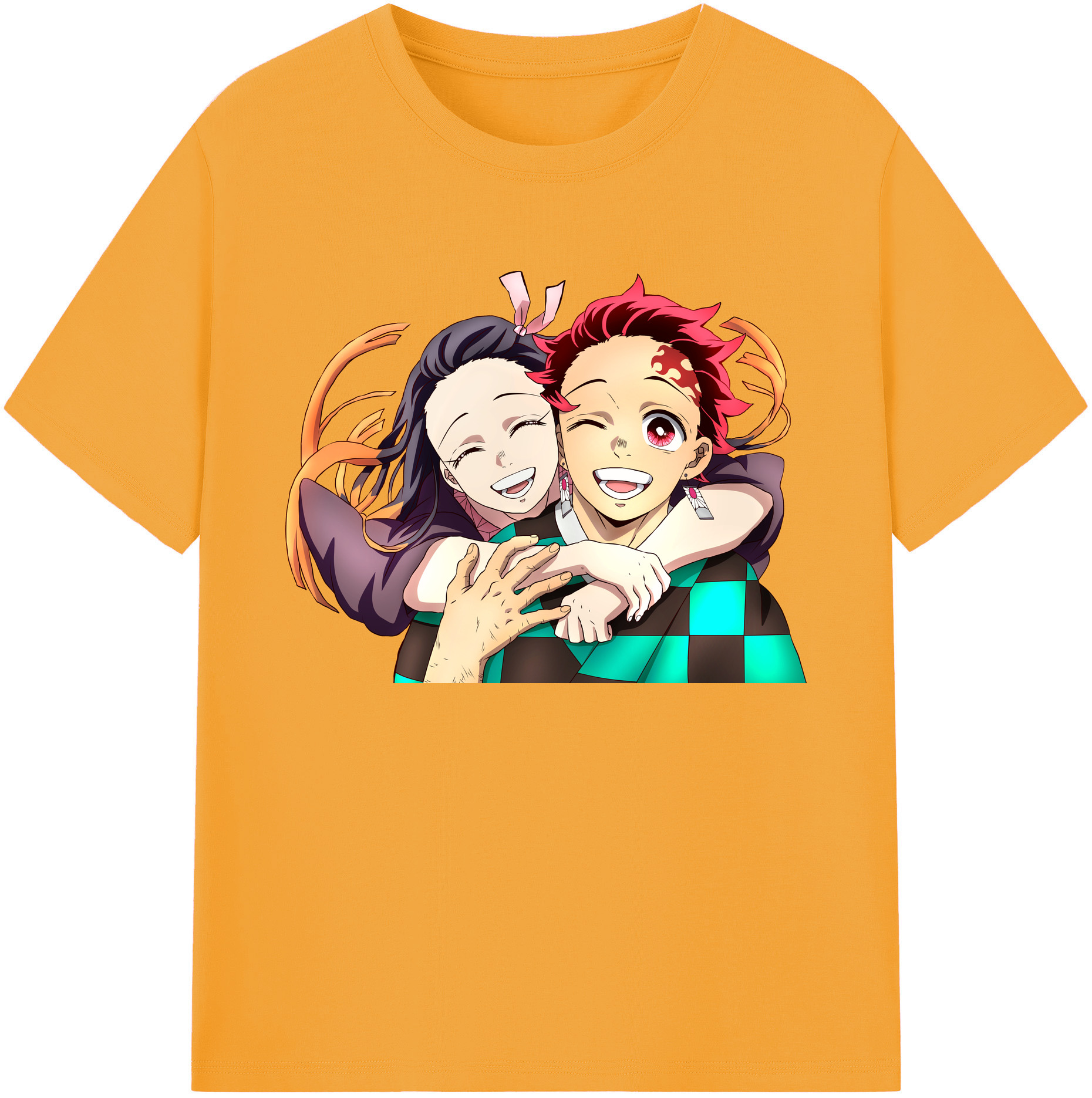 （画像用） 鬼滅の刃（きめつのやいば）竈門 禰󠄀豆子／かまど ねずこ Kamado Nezuko 綿100％ メンズ半袖Tシャツ｜肌触りやわらか＆通気性