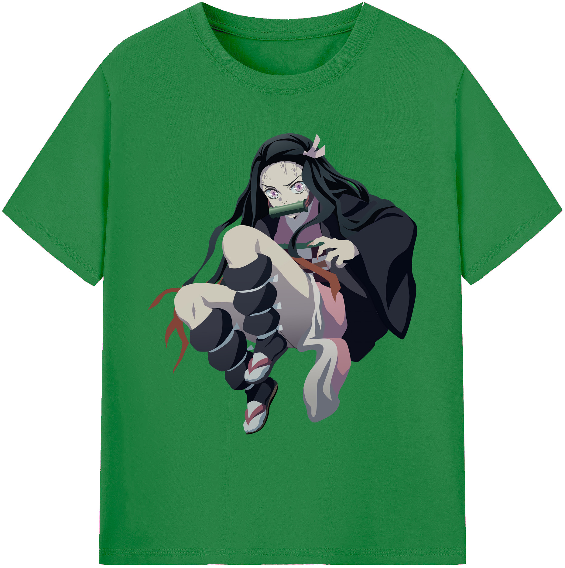 （画像用） 鬼滅の刃（きめつのやいば）竈門 禰󠄀豆子／かまど ねずこ Kamado Nezuko 綿100％ メンズ半袖Tシャツ｜肌触りやわらか＆通気性