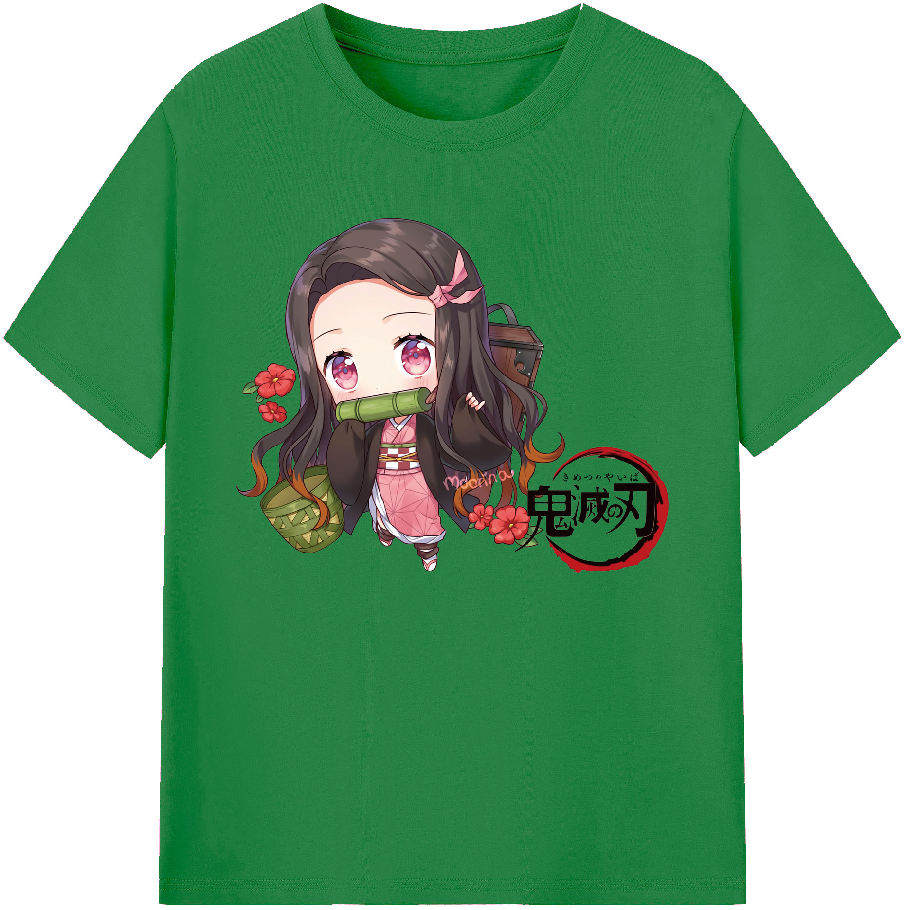 （画像用） 鬼滅の刃（きめつのやいば）竈門 禰󠄀豆子／かまど ねずこ Kamado Nezuko 綿100％ メンズ半袖Tシャツ｜肌触りやわらか＆通気性